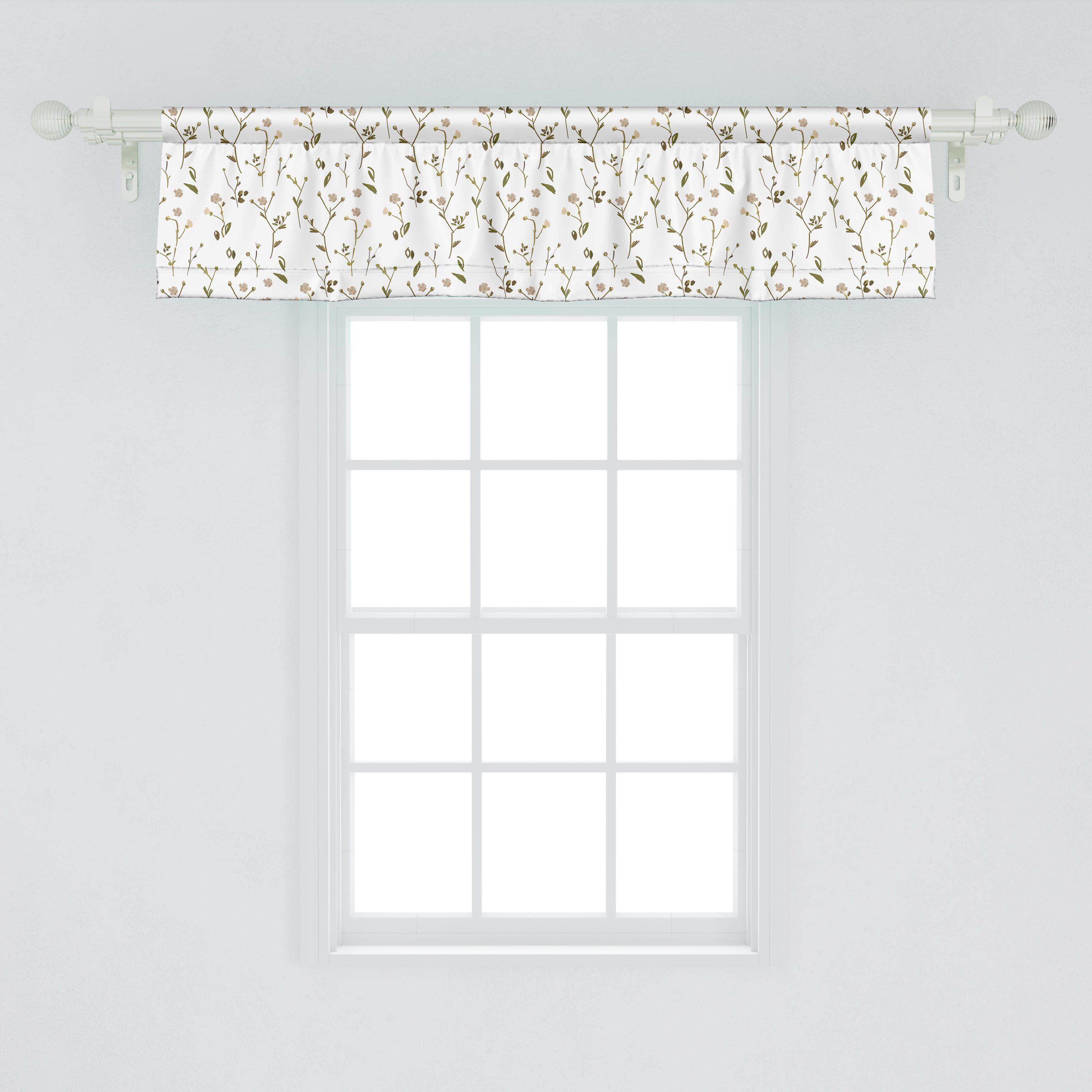 Scheibengardine Vorhang Volant Stangentasche, Blumen mit für Abakuhaus, Dekor Schlafzimmer Microfaser, Küche Grafik-Design Wiesenblumen