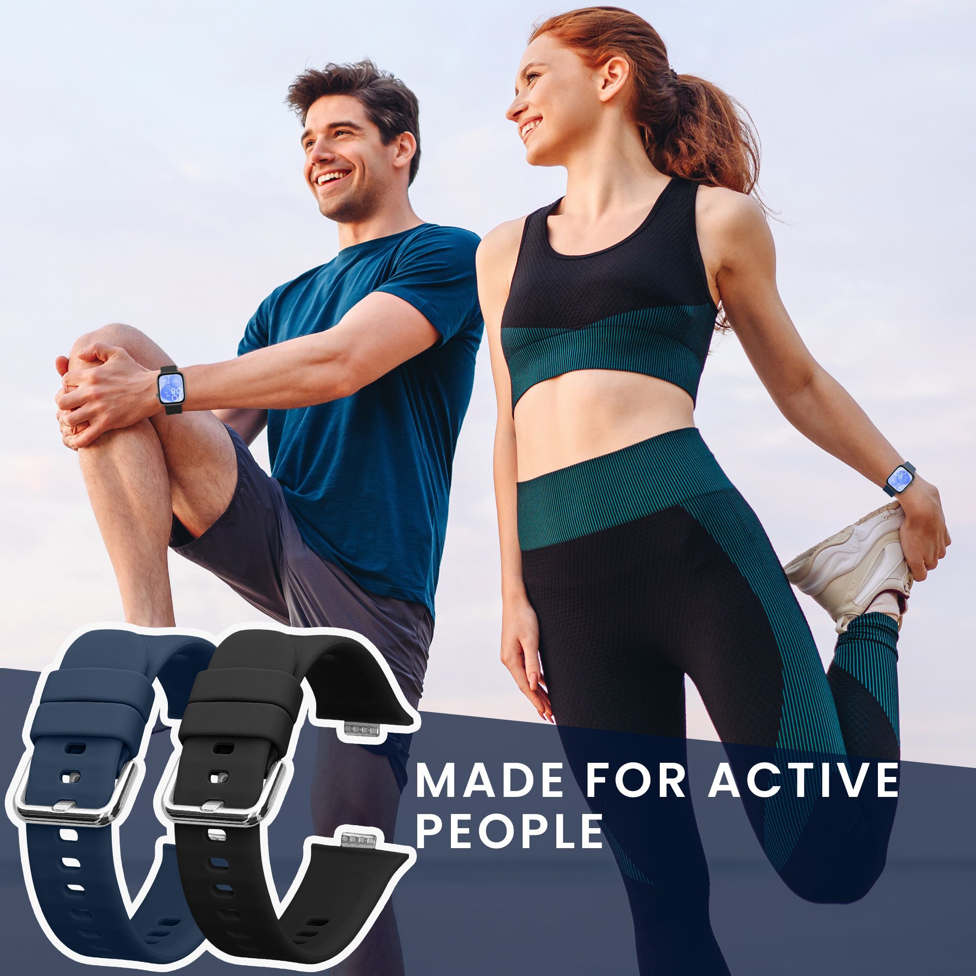 kwmobile 2x Uhrenarmband für Huawei Watch Fit 3 Armband Smartwatch, 2-tlg., Fitnesstracker Band Set aus TPU Silikon - Ersatzarmband Smartwatch