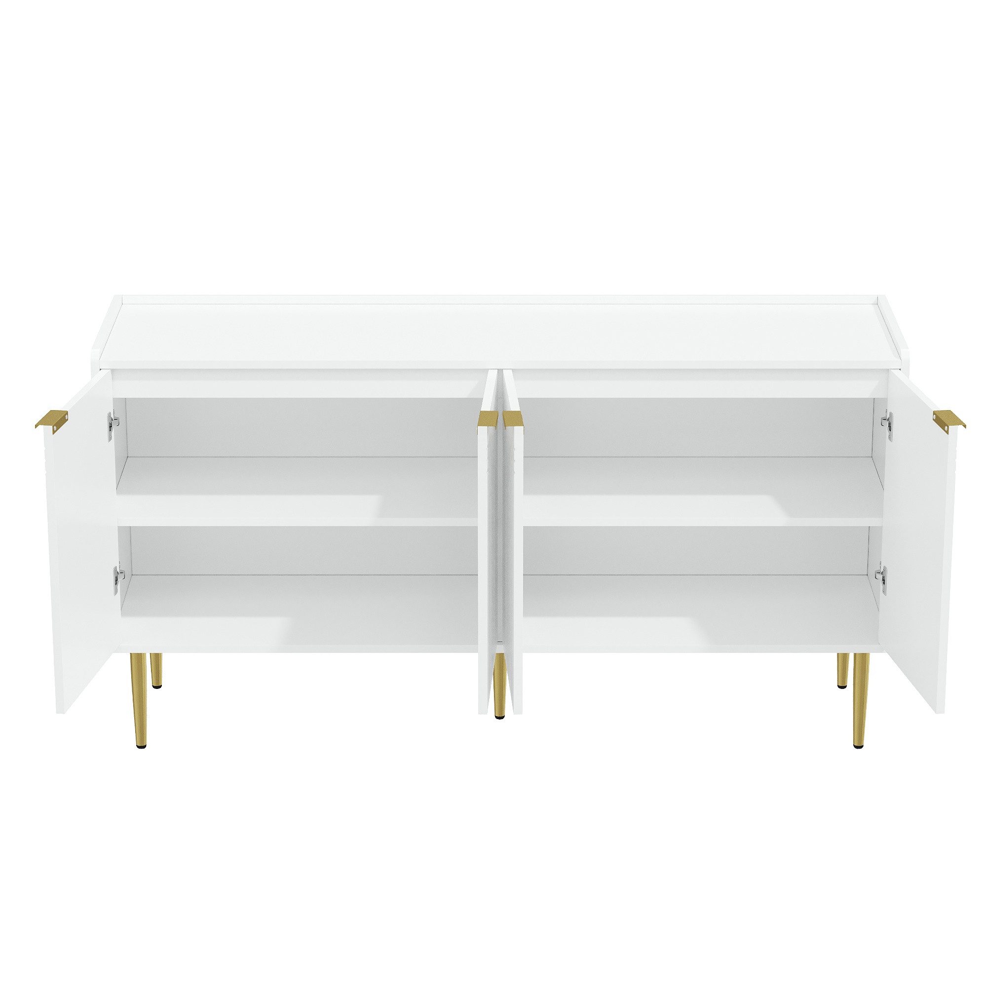 Merax Sideboard mit goldenen Akzenten und Stauraum (1 St., 140x38x75cm), Kommode mit gewölbten Türpaneelen & verstellbaren Einlegeböden