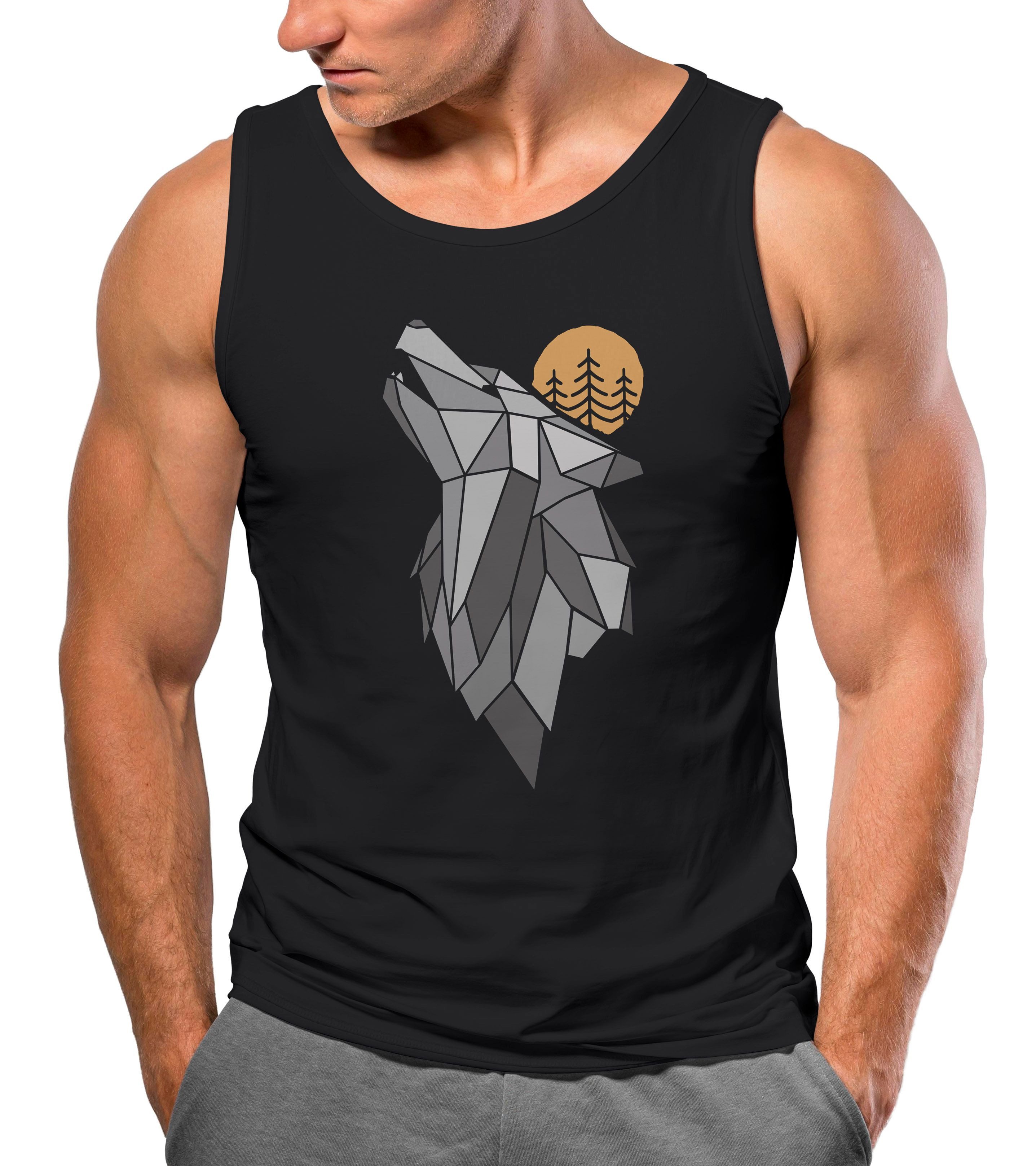 Neverless Tanktop Herren Tank-Top Wolf Print günstig online kaufen