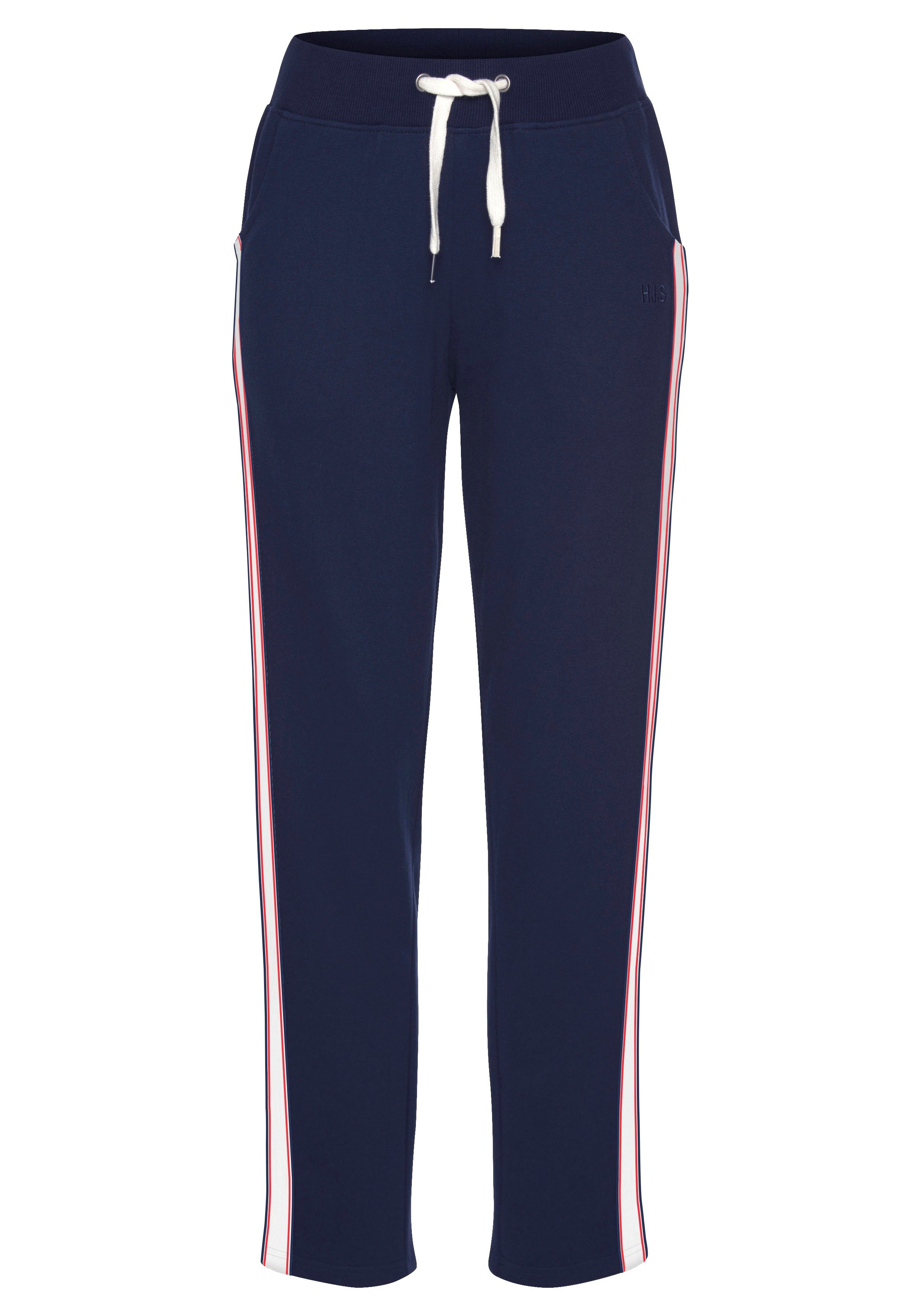 Tapestreifen, mit Loungewear, Relaxhose Loungeanzug navy H.I.S seitlichen