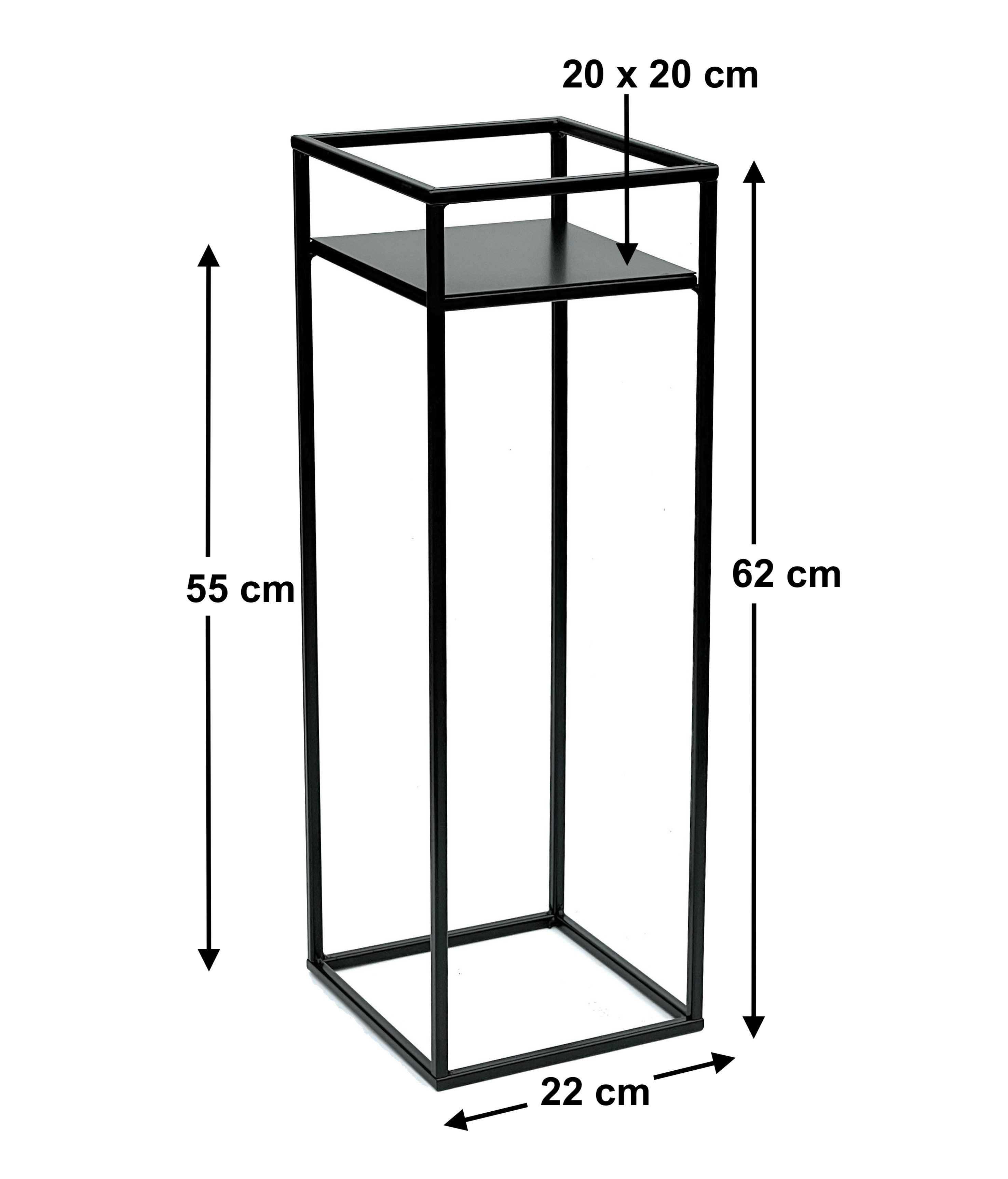 Thumbnail - DanDiBo Blumenhocker Blumenständer Metall Schwarz Eckig 62 cm Beistelltisch 453