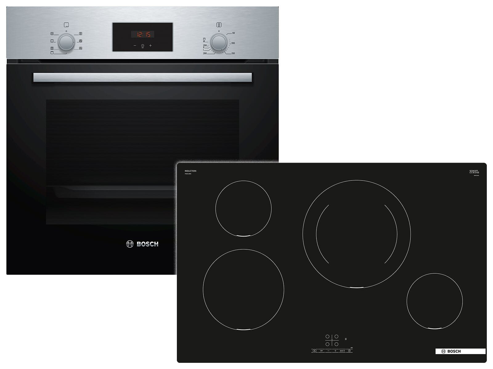 BOSCH Backofen-Set, mit Teleskopauszug nachrüstbar, Timer, TouchControl-Bedienung