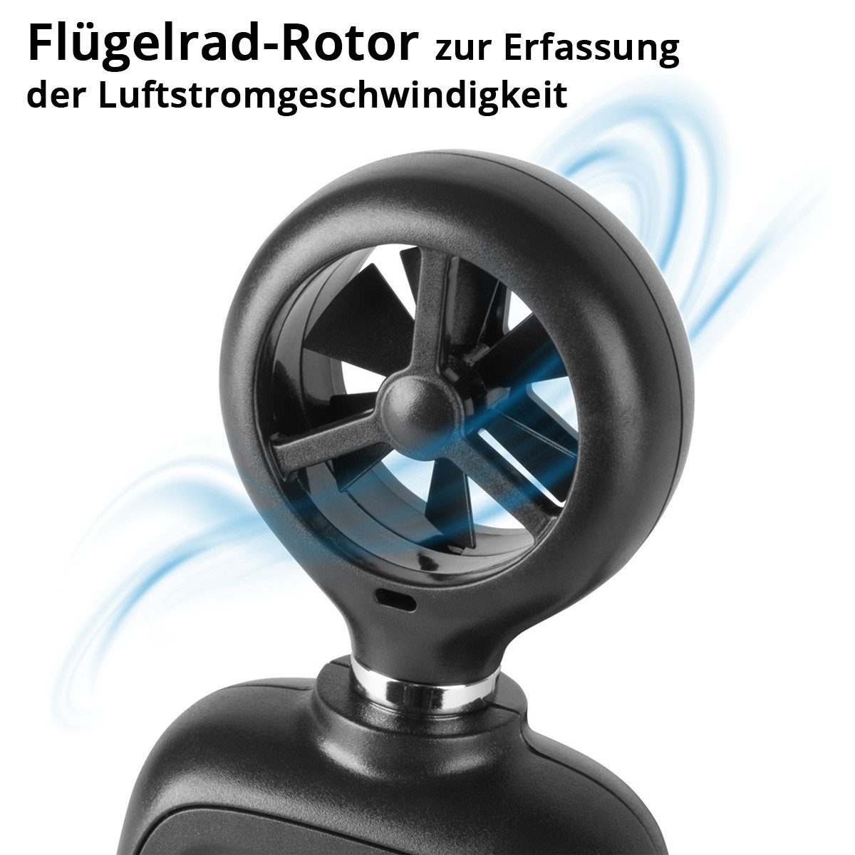 STAHLWERK Schichtdickenmessgerät Anemometer Kompakter Luftgeschwindigkeitsmesser 30 m/s, Windmessgerät