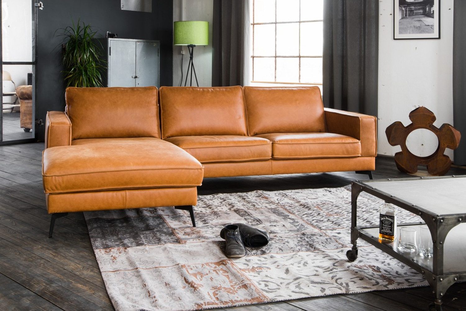 KAWOLA Ecksofa BLOOM, Couch L-Form rechts oder links Leder verschiedene Farben 276x177 cm