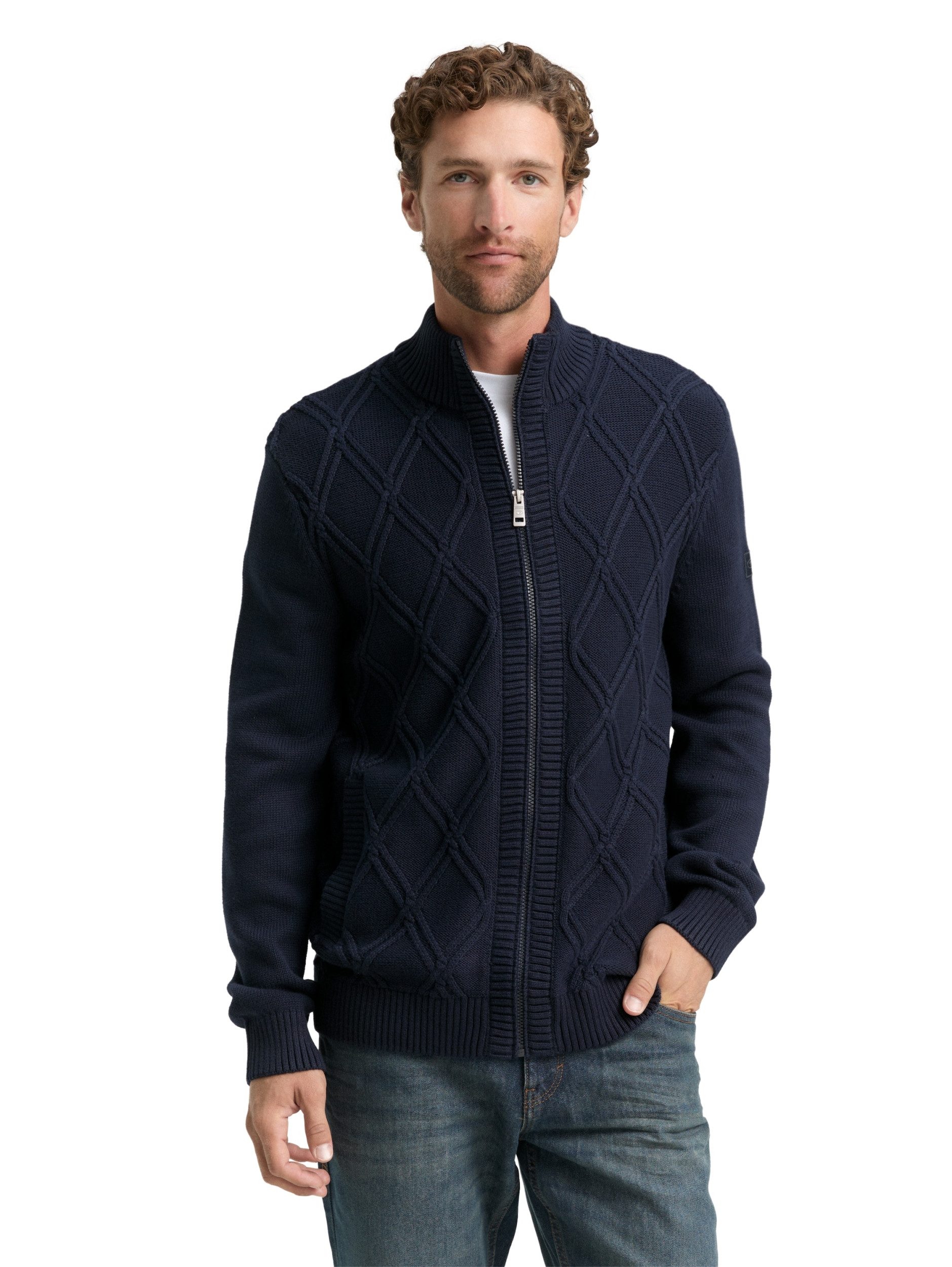 TOM TAILOR Strickjacke cable knit zip jacket 10668
