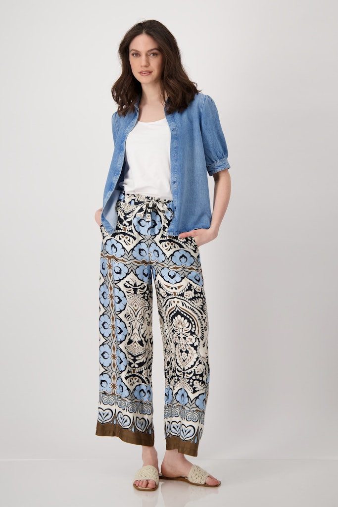 Monari Kurzarmshirt Bluse mit Puffärmeln jeans günstig online kaufen