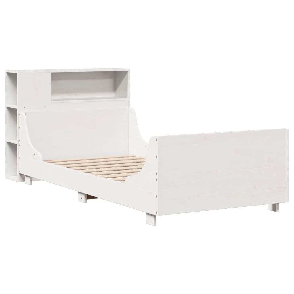 vidaXL Bett Massivholzbett ohne Matratze Weiß 75x190 cm Kiefernholz