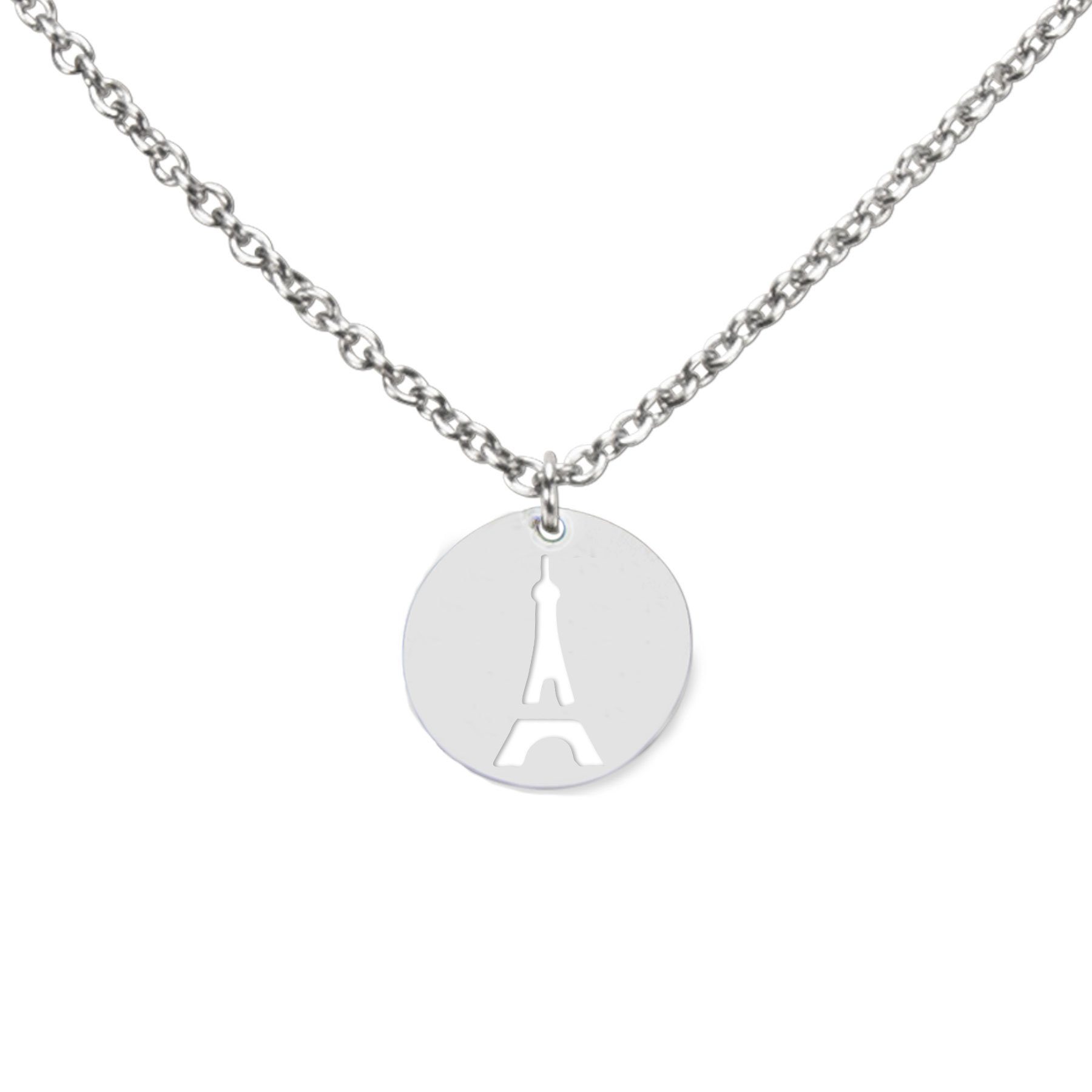 DAHEIM Kette mit Anhänger Halskette Paris (silber-farben), - filigrane Kette Eiffelturm, Tour Eiffel für Damen und Frauen, Heimat
