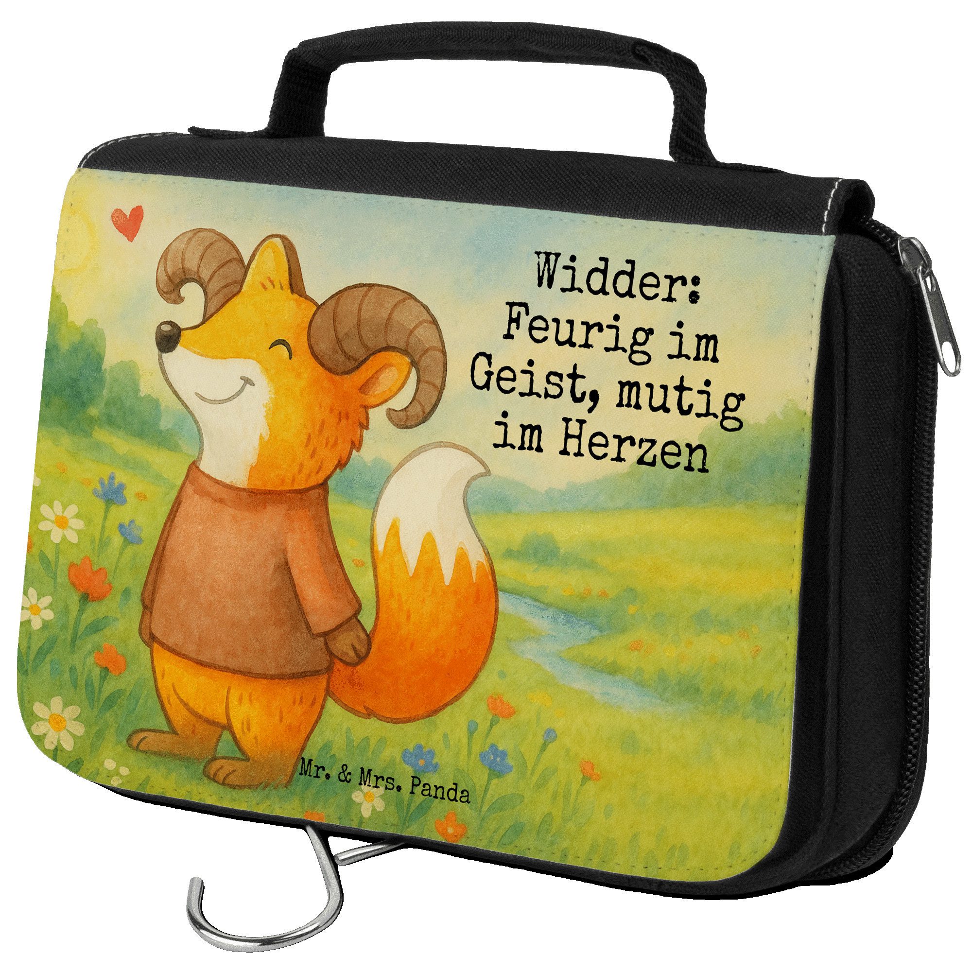 Kulturbeutel Widder Astologie Design, Kulturtasche, Weiß, Tierkreiszeichen, beauty
