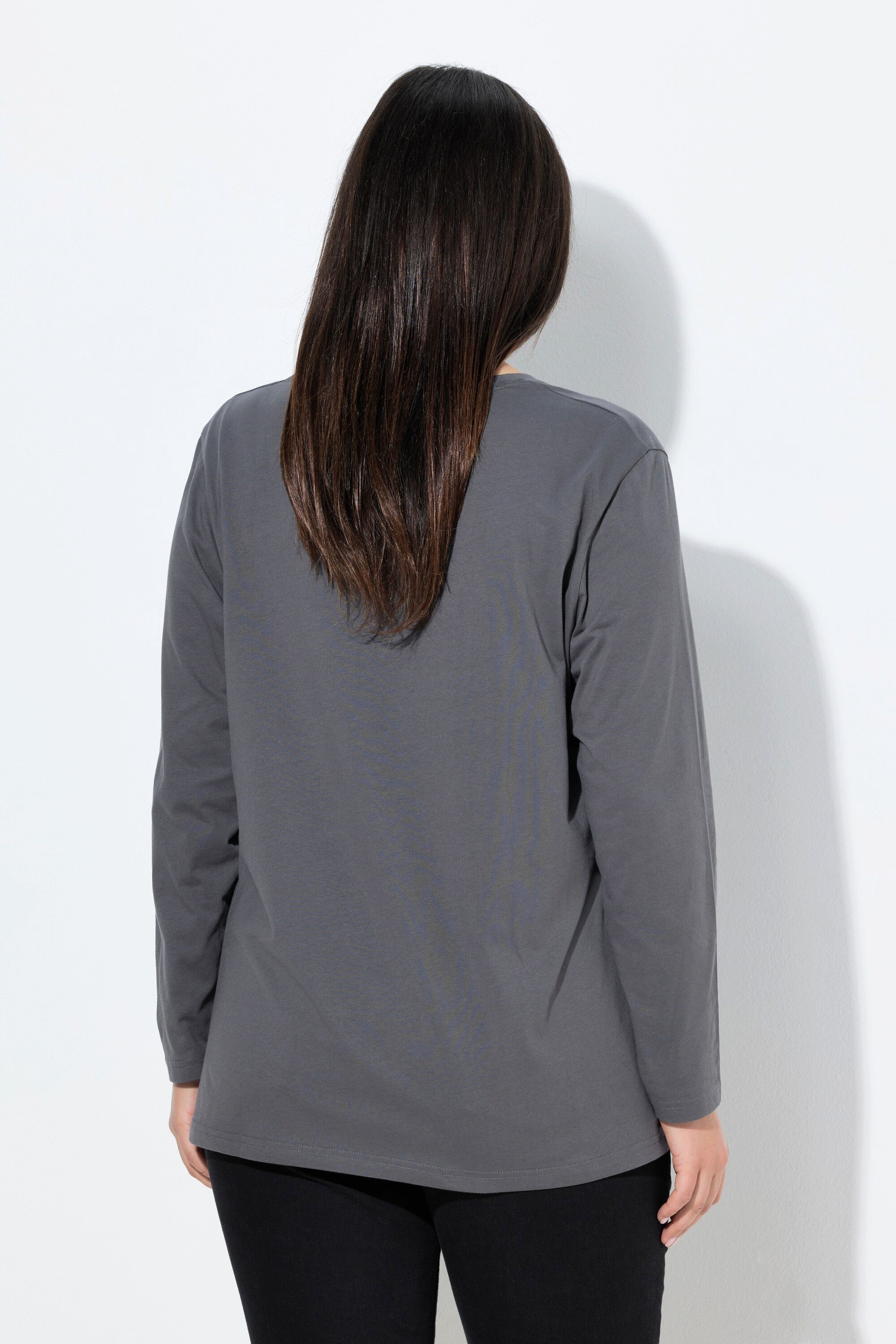 Ulla Popken T-Shirt Shirt Relaxed Rundhalsausschnitt Langarm