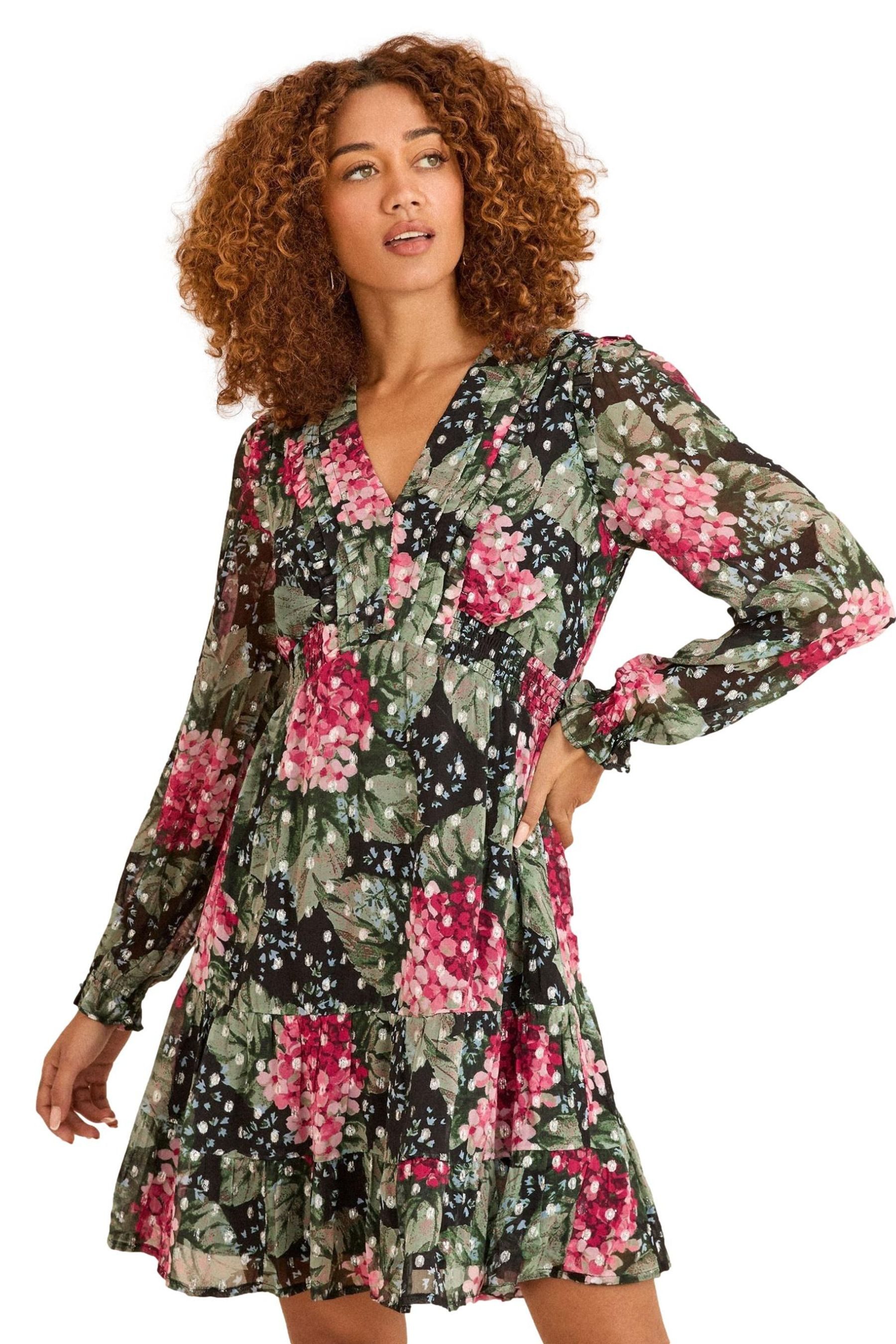 Minikleid Love & Roses Metallic-Minikleid mit V-Ausschnitt
