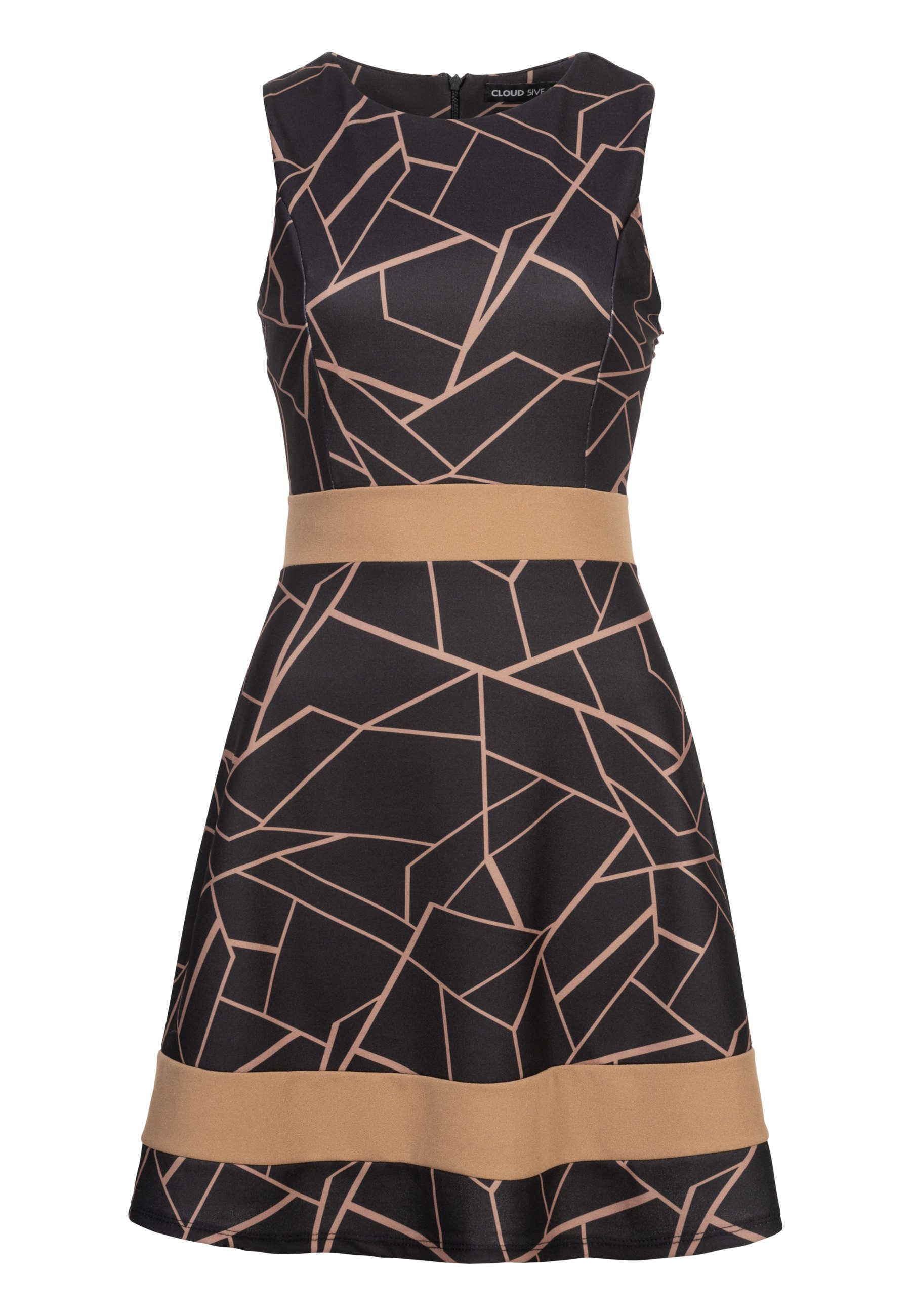 CLOUD 5IVE Shirtkleid CLOUD 5IVE Dress with Abstract Print and Zipper on the back (1-tlg)