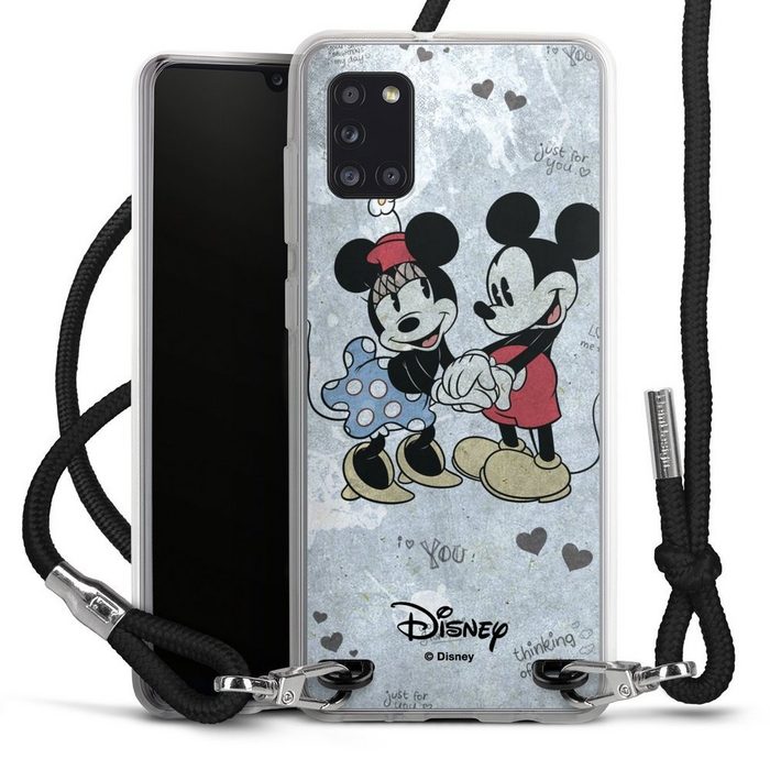 DeinDesign Handyhülle Disney Mickey & Minnie Mouse Vintage Mickey&Minnie In Love Samsung Galaxy A31 Handykette Hülle mit Band Case zum Umhängen
