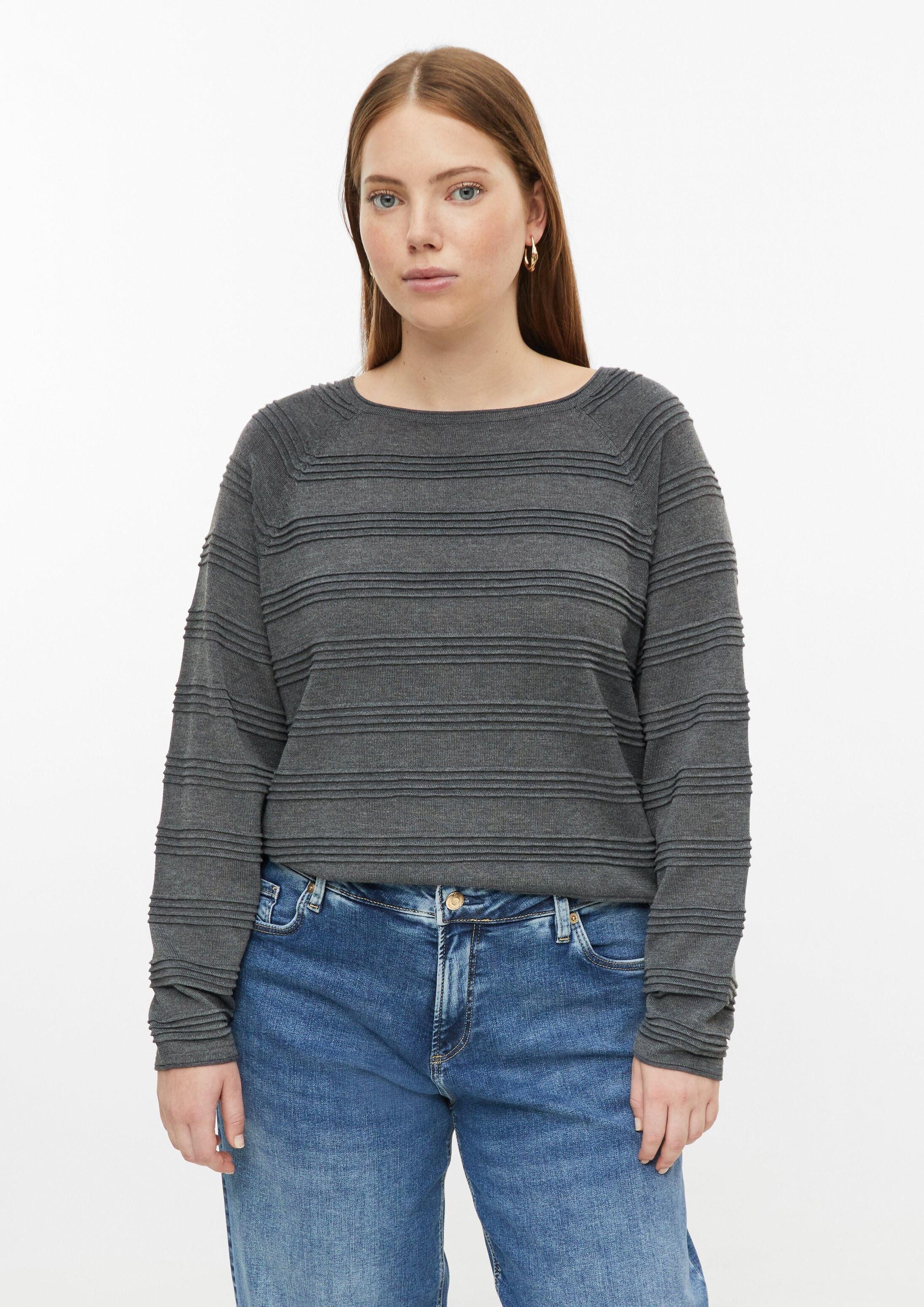 QS Longpullover Strickpullover Pullover mit Strukturstreifen
