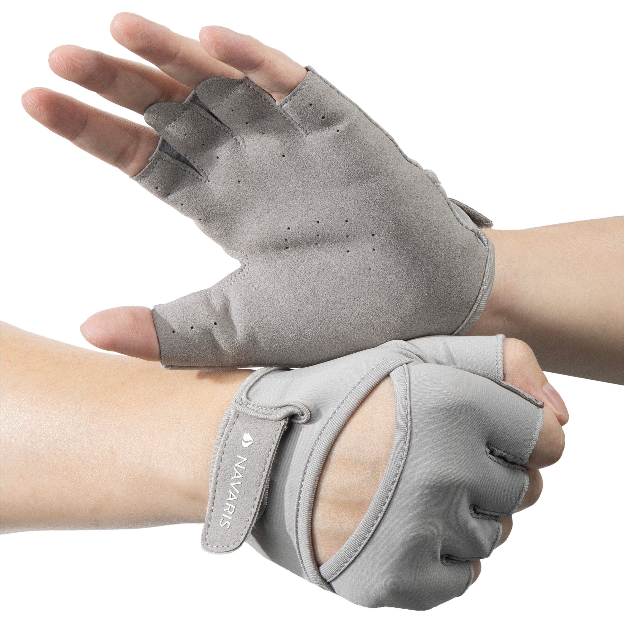 Navaris Angelhandschuhe Sporthandschuhe Frauen - Trainingshandschuhe Sport Fitness Kraftsport (1-St) Trainingshandschuhe Damen - Grau L - Fitness Перчатки Gym