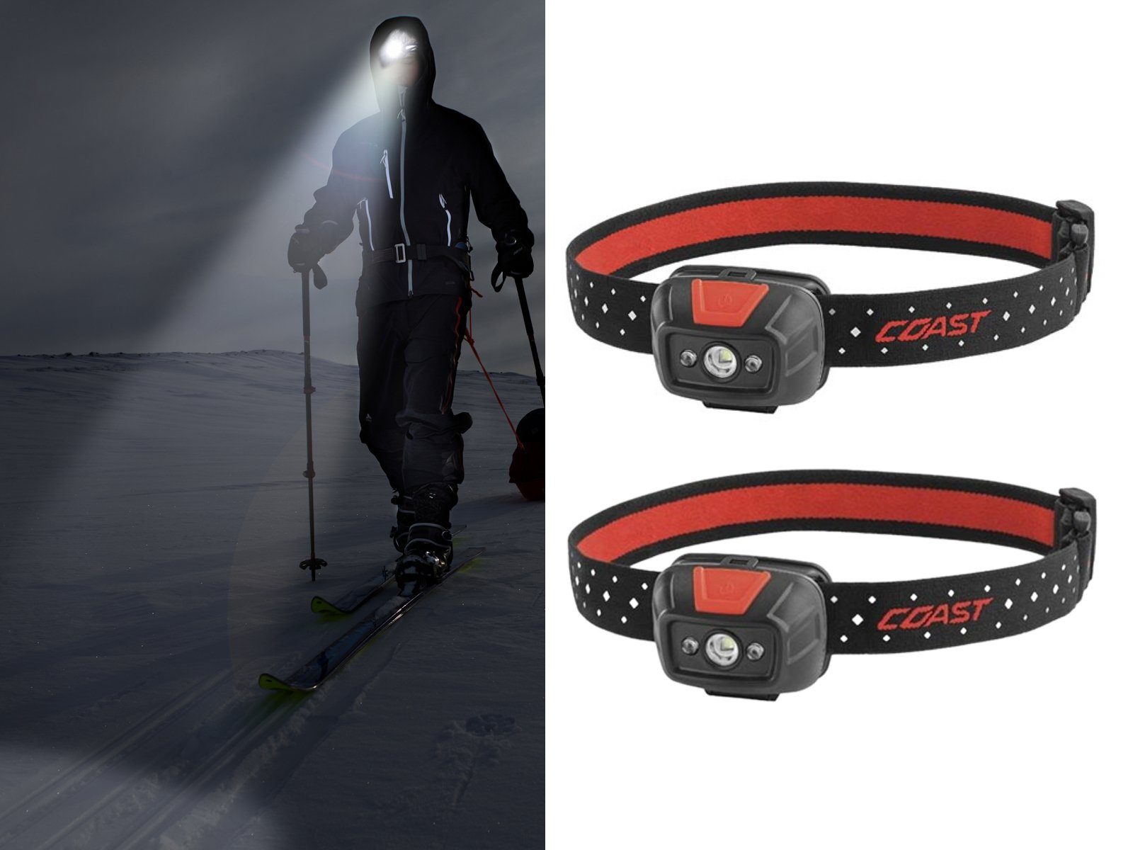 coast LED Stirnlampe, 2er SET zum Joggen dimmbare Kopflampe extra helle Lauflampe Outdoor