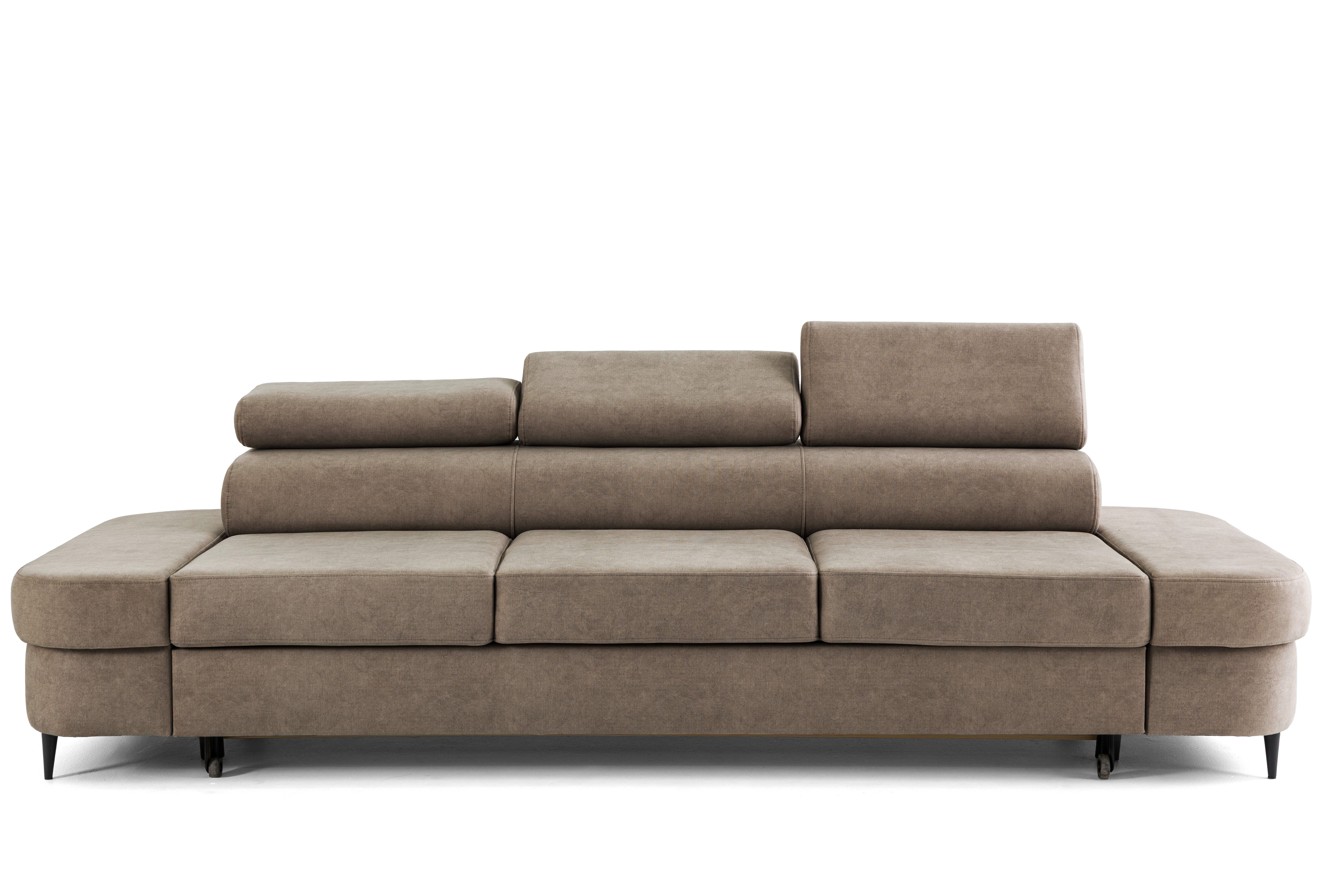 Muffo Sofa PRIAM, Modernes, minimalistisches Design, Sitzfüllung: T30-Schaum + gewellte Feder, Verstellbare Kopfstützen, Gelegentliche Schlaffunktion