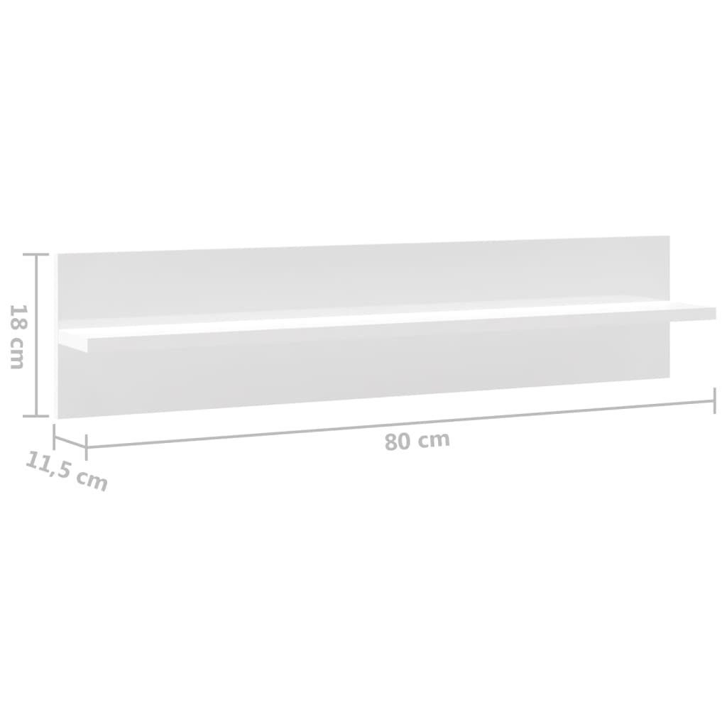 4 Wandregale Stk. Hochglanz-Weiß 80x11,5x18 Holzwerkstoff furnicato Wandregal cm