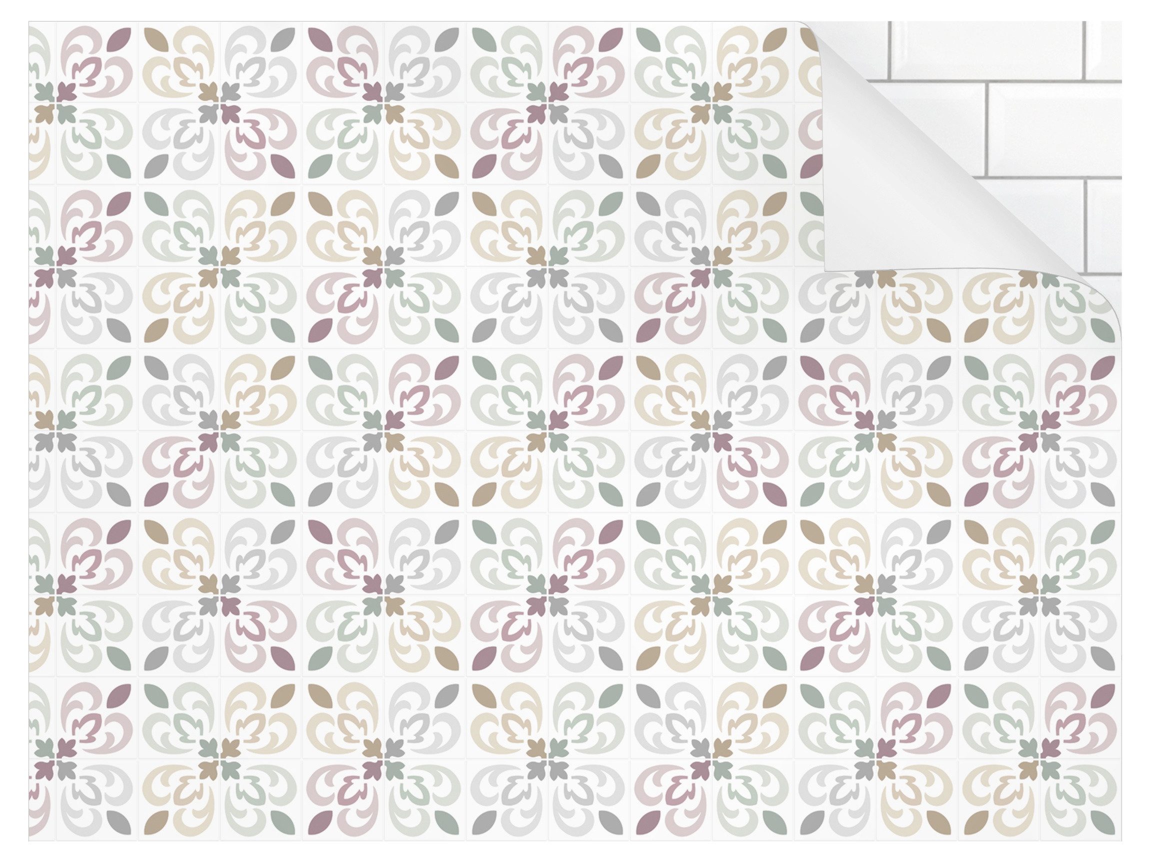 Bilderdepot24 Küchenrückwand selbstklebend bunt Muster Abstrakt, (1-tlg., Nischenrückwand - für Fliesenspiegel ohne Bohren - matt), Nischenrückwand Fliesenoptik fugenlos Wandpaneel Küche Herd