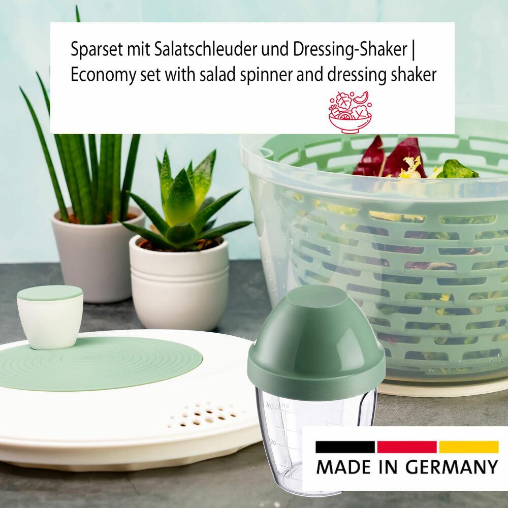 WESTMARK Salatschleuder "Spinderella" (4,4l) und Mix- und Schüttelbecher "Mix-Ei" (0,25l), Made in Germany, spülmaschinengeeignet, BPA-frei