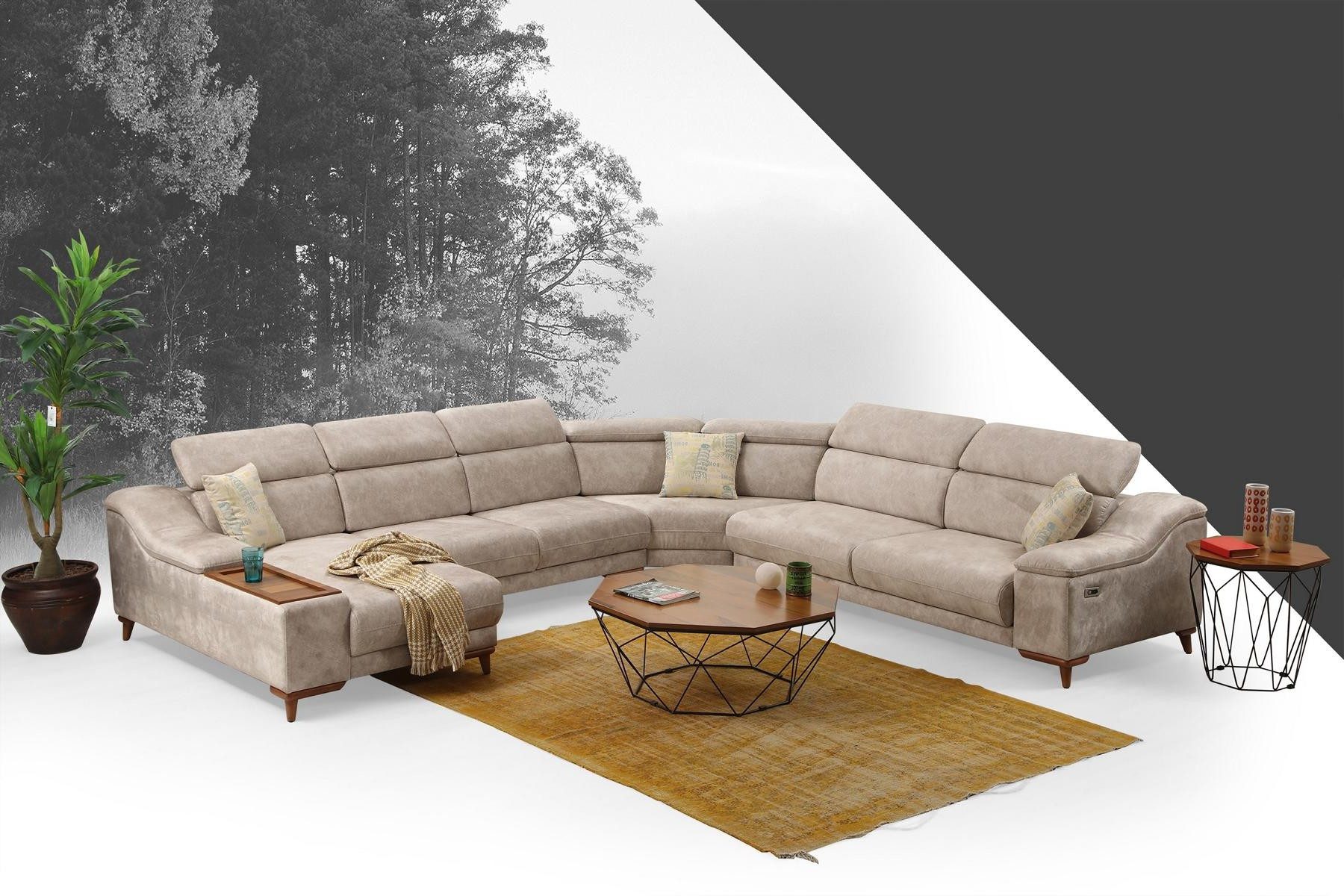 JVmoebel Wohnlandschaft U-förmige Wohnlandschaft mit Bluetooth-Soundsystem und USB-Anschlüssen, Made in Europa
