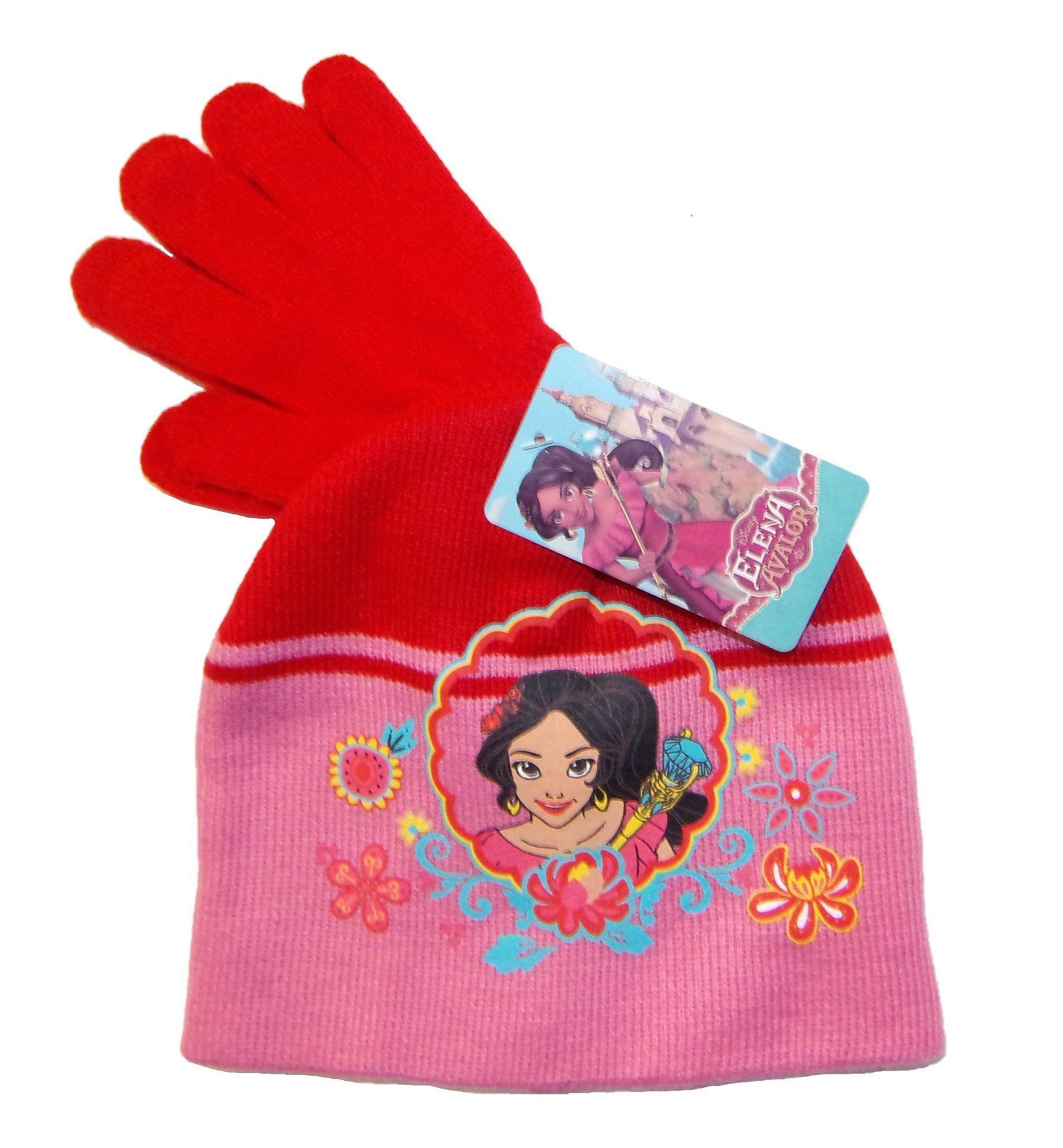 Disney Strickmütze Disney Elena von Avalor Mütze-Handschuhe-Set für Mädchen Rot 54