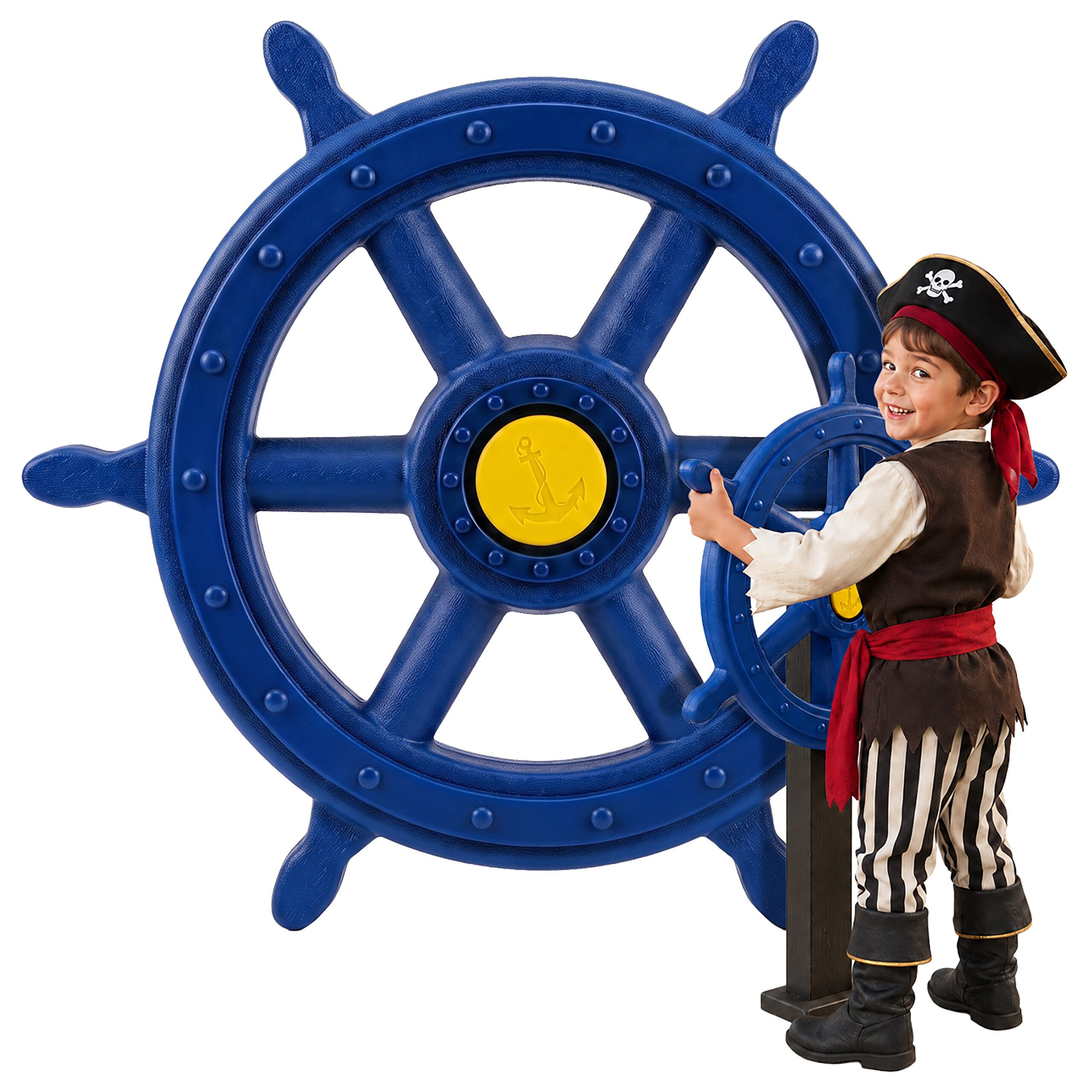 relaxdays Spielzeug-Steuerrad Steuerrad mit Drehgeräusch für Spielturm, blau
