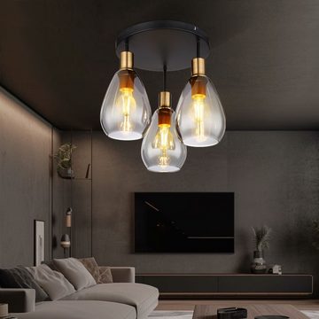 etc-shop Pendelleuchte, Leuchtmittel nicht inklusive, Deckenlampe Esstischlampe Deckenleuchte Wohnzimmerlampe, Glas rauch