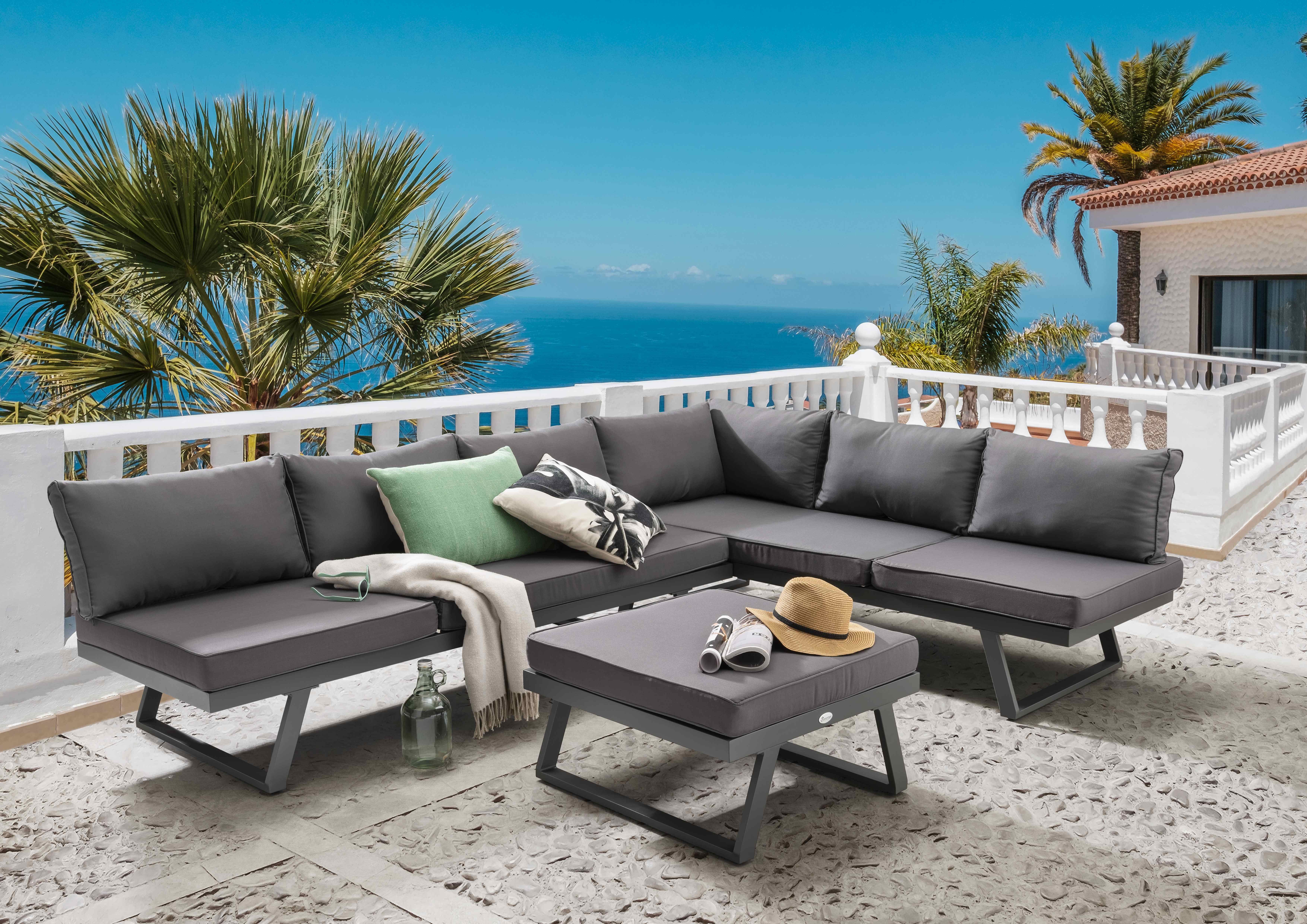 Destiny Gartenlounge-Set MANHATTAN, (18-tlg), Hocker/Tisch 70x70cm, Vielseitig aufstellbar