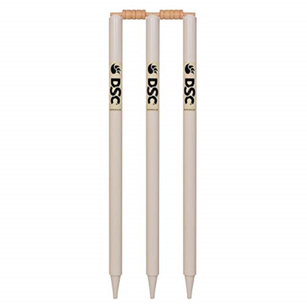 DSC Badmintonschläger DSC Duco Finish Cricket Stumps Set mit Bügeln, (Packungsinhalt: 6 Stumpen mit 4 Bügeln, Aus hochwertigem Naturholzmaterial mit Politur), Ideal für Vereine und Spiele