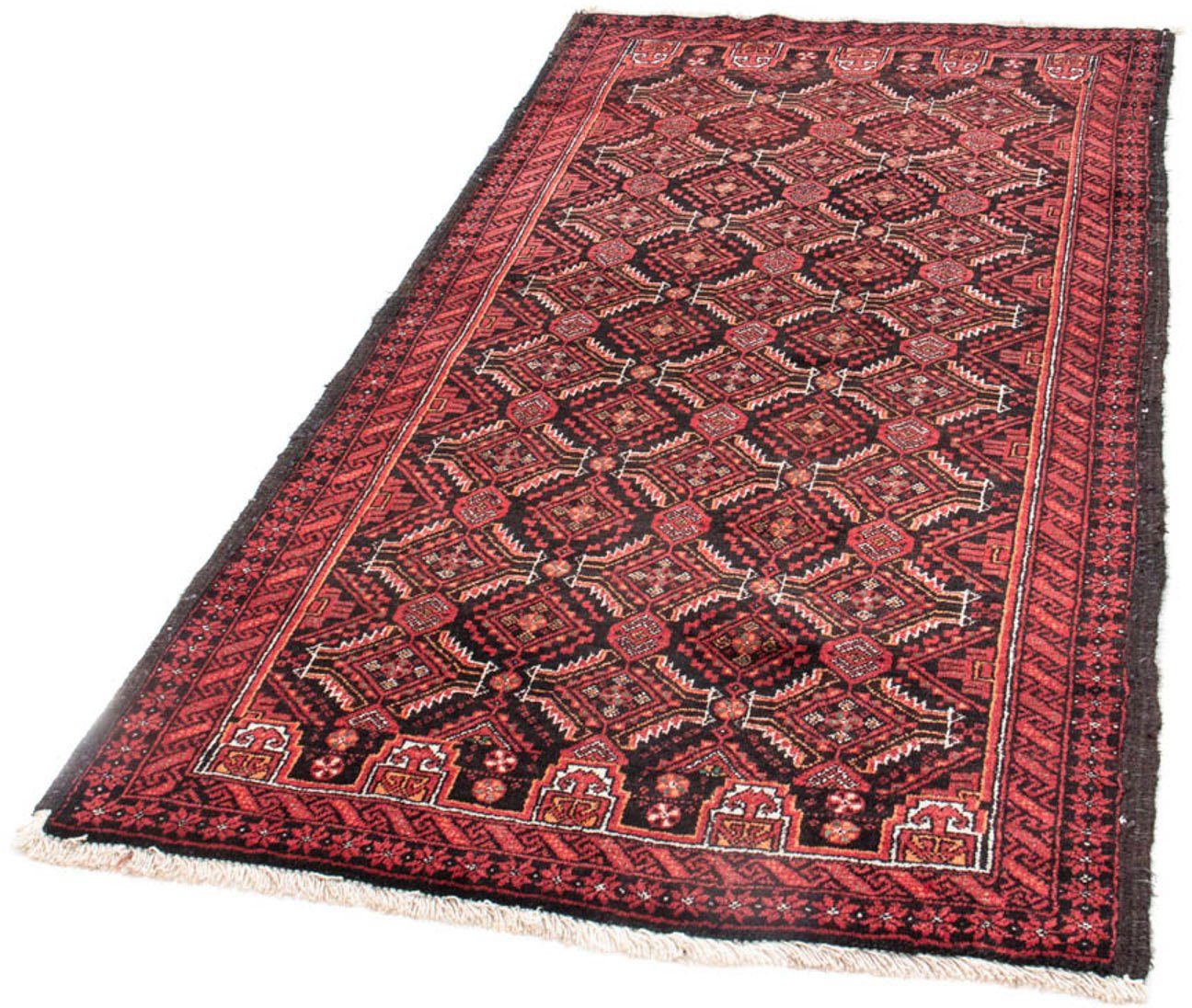 Hochflor-Läufer Belutsch Durchgemustert Rosso 185 x 97 cm, morgenland, rechteckig, Höhe: 8 mm, Handgeknüpft