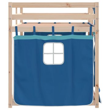 vidaXL Bett Etagenbett mit Vorhängen Blau 90x190 cm Massivholz Kiefer