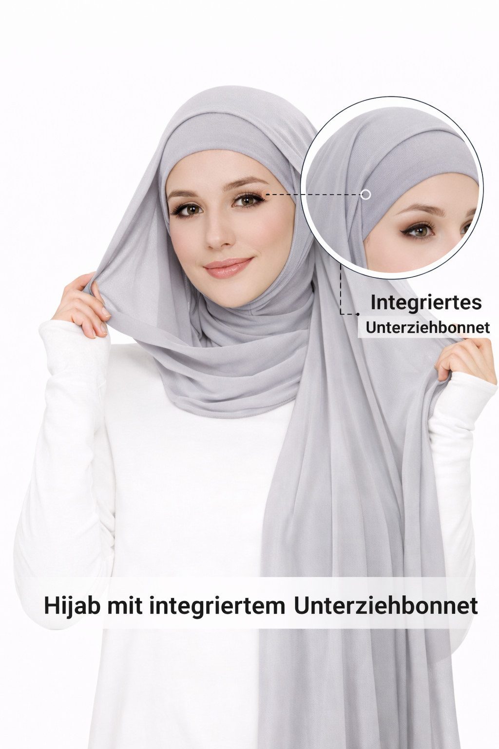 Aymasal Hijab 2-in-1 Chiffon-Hijab mit integriertem Unterkopftuch, 175 × 70 cm (Einzelartikel) Integriertes Untertuch; schnell angelegt; leichter Chiffon