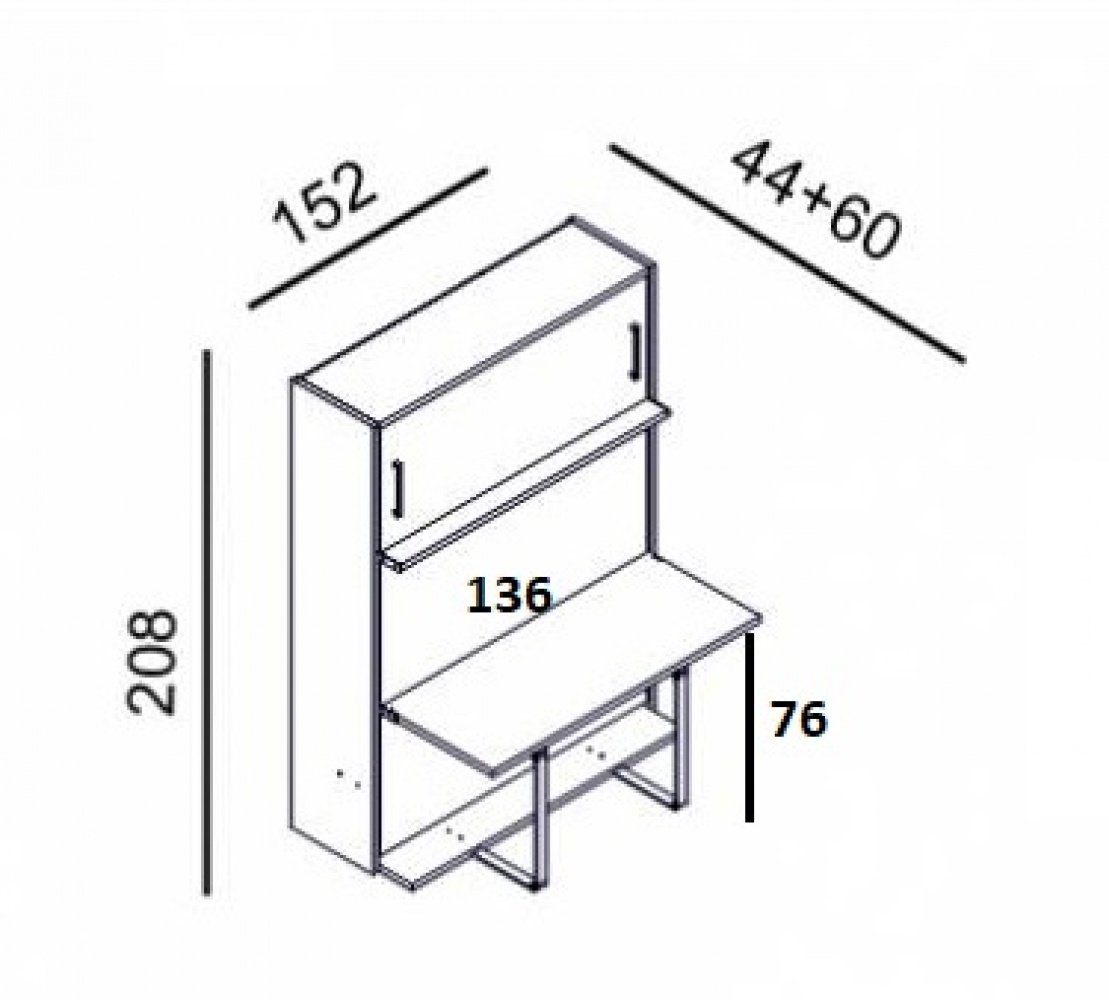 / inkl. 140x190 Schreibtisch, Schrankbett Lattenrost cm Wandbett Schrankbett Multimo mit DOUBLE