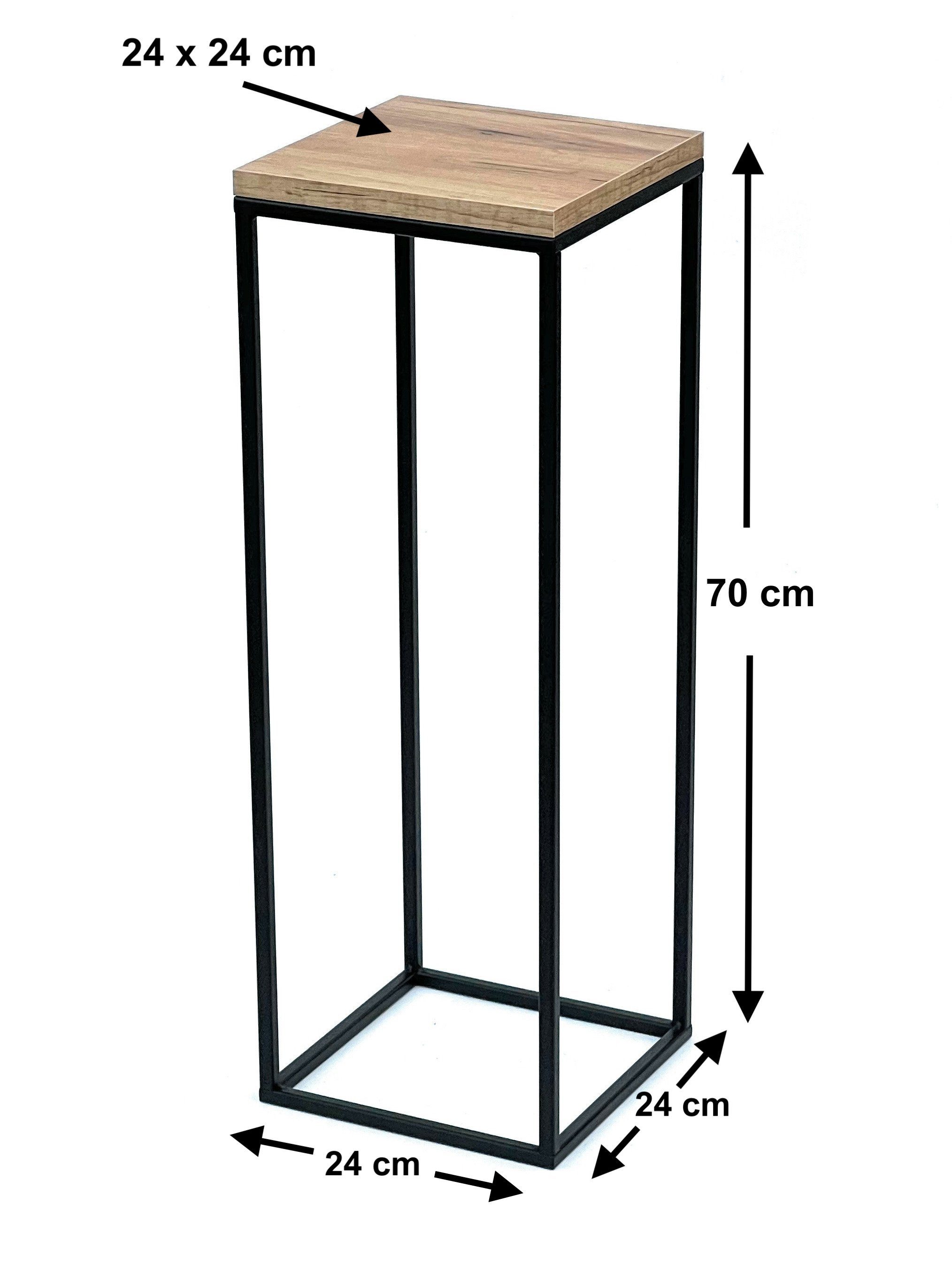 Beistelltisch cm Blumenständer Metall Holz Eckig Blumenhocker DanDiBo 70 Schwarz