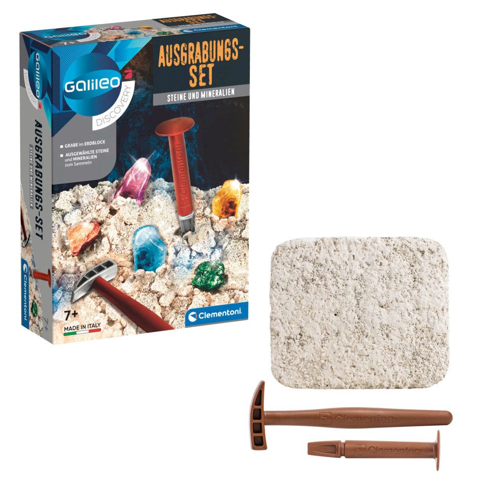 Clementoni® Experimentierkasten Galileo, Ausgrabungs-Set Steine und Mineralien, Made in Europe