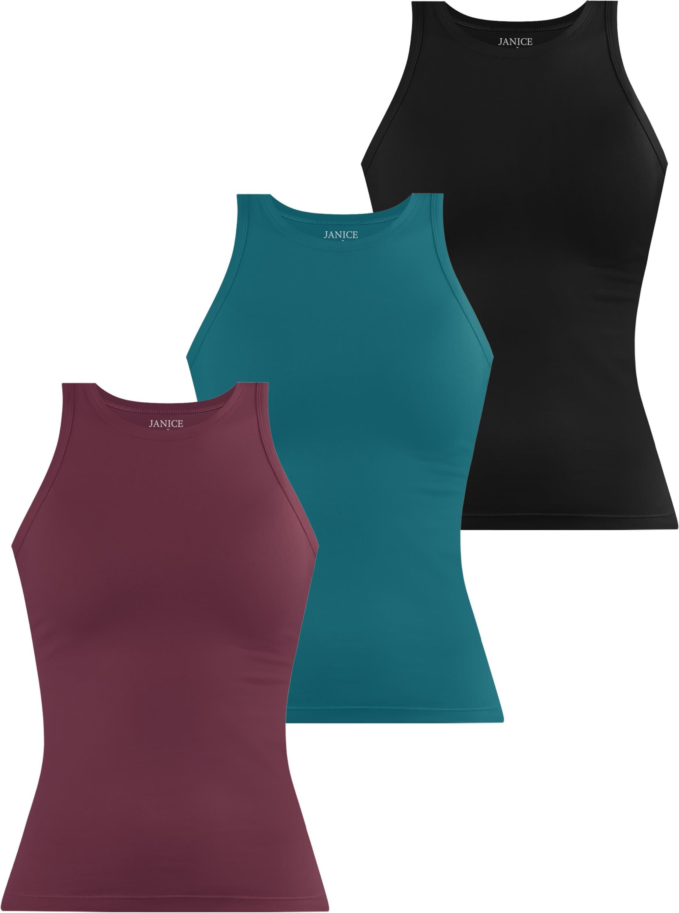 Janice Tanktop 3 x Damen Top hochgeschlossen Nauta Trägertop aus Baumwolle