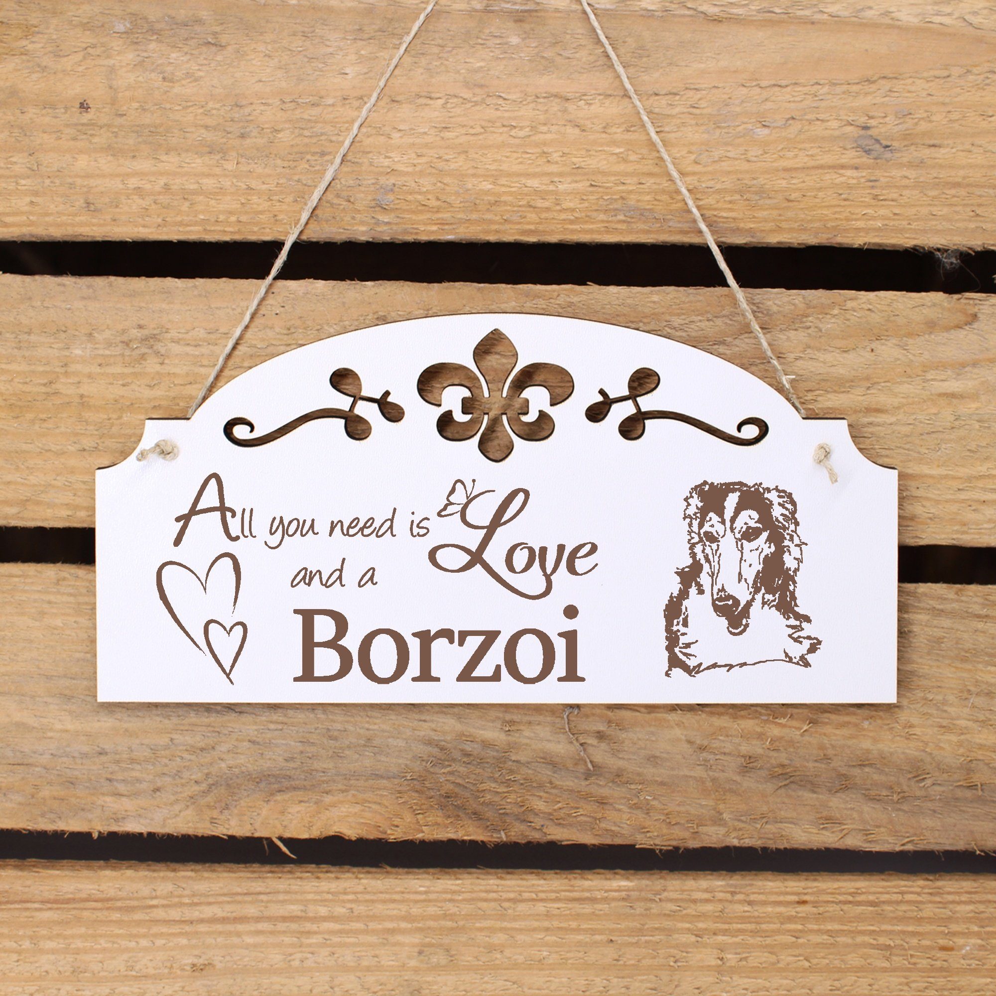 Dekolando All is Windhund 20x10cm you Barsoi Love Deko Hängedekoration need