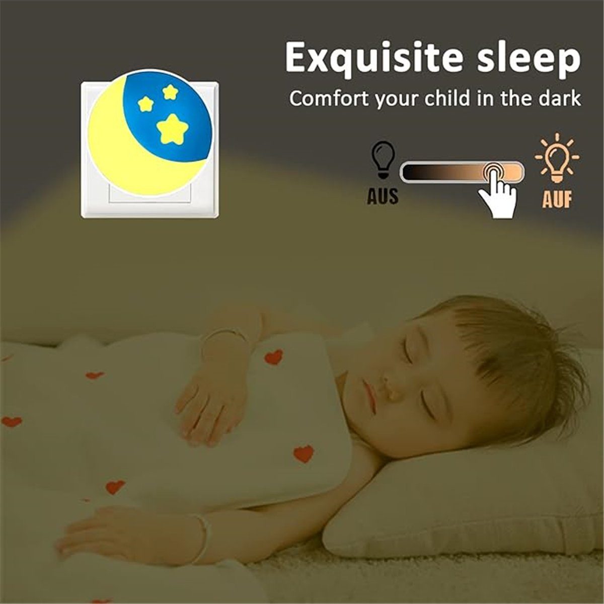 K&B 2er-Pack mit weißes LED Kinder-Nachtlichtsteckdose Dämmerungssensor Licht Nachttischlampe
