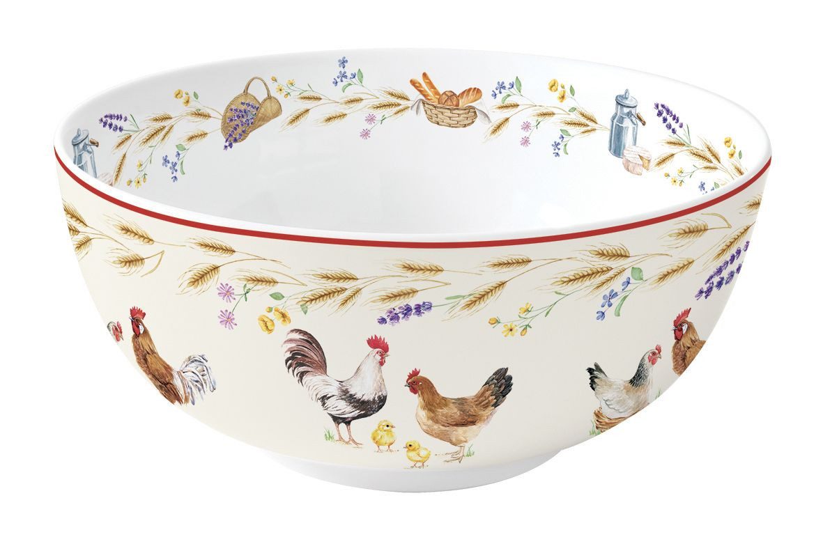 EasyLife Servierschale Country Life, Porzellan, Spülmaschinengeeignet, Mehrfarbig, Hühner, H: 10cm