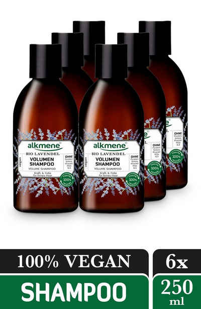 alkmene Haarshampoo 6x Volumen Shampoo Bio Lavendel - Haarshampoo Shampoo Haarpflege, 6-tlg.