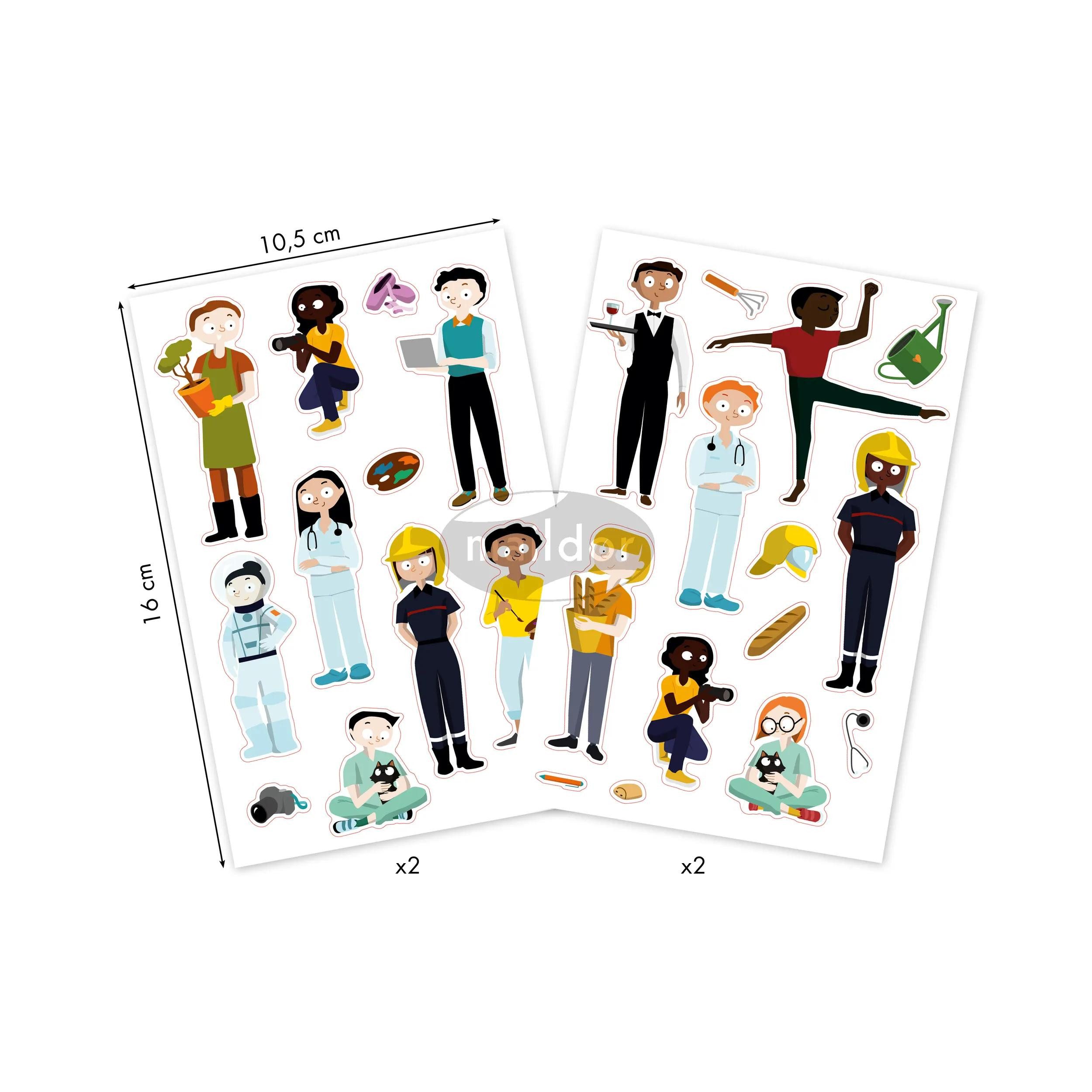 maildor Sticker 10x Mimi Stick', 4 Stickerbogen 10,5x16cm, Berufe - Mehrfarbig AE219C, Sticker A6