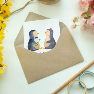 Mr. & Mrs. Panda Grußkarte Pinguin Pärchen - Weiß - Geschenk, Liebe, Hochzeitskarte, Liebesgesch, Einzigartige Motive