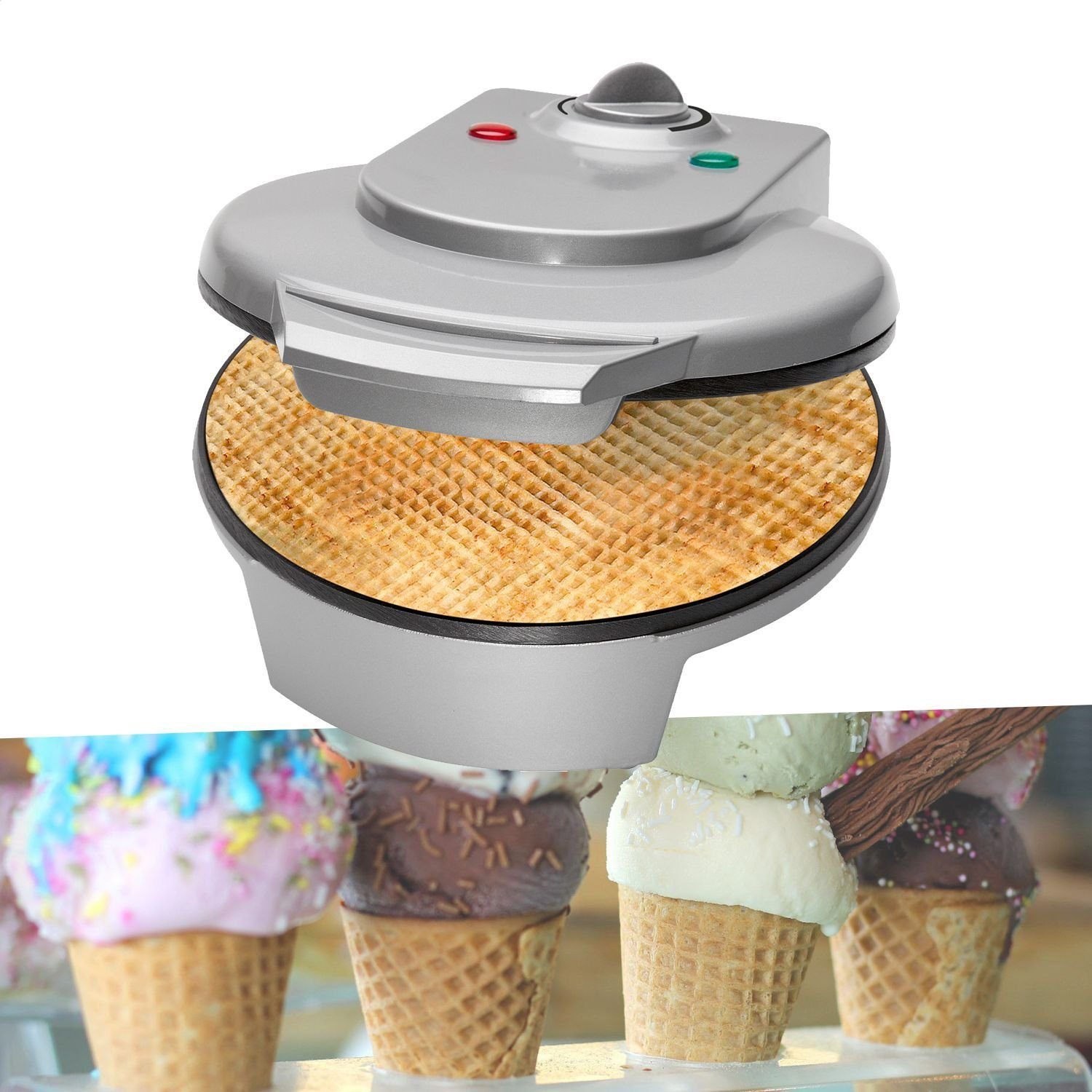 bmf-versand Waffeleisen Waffeleisen für Eiswaffeln dünn Eistüten Hörncheneisen mit Kegel inkl