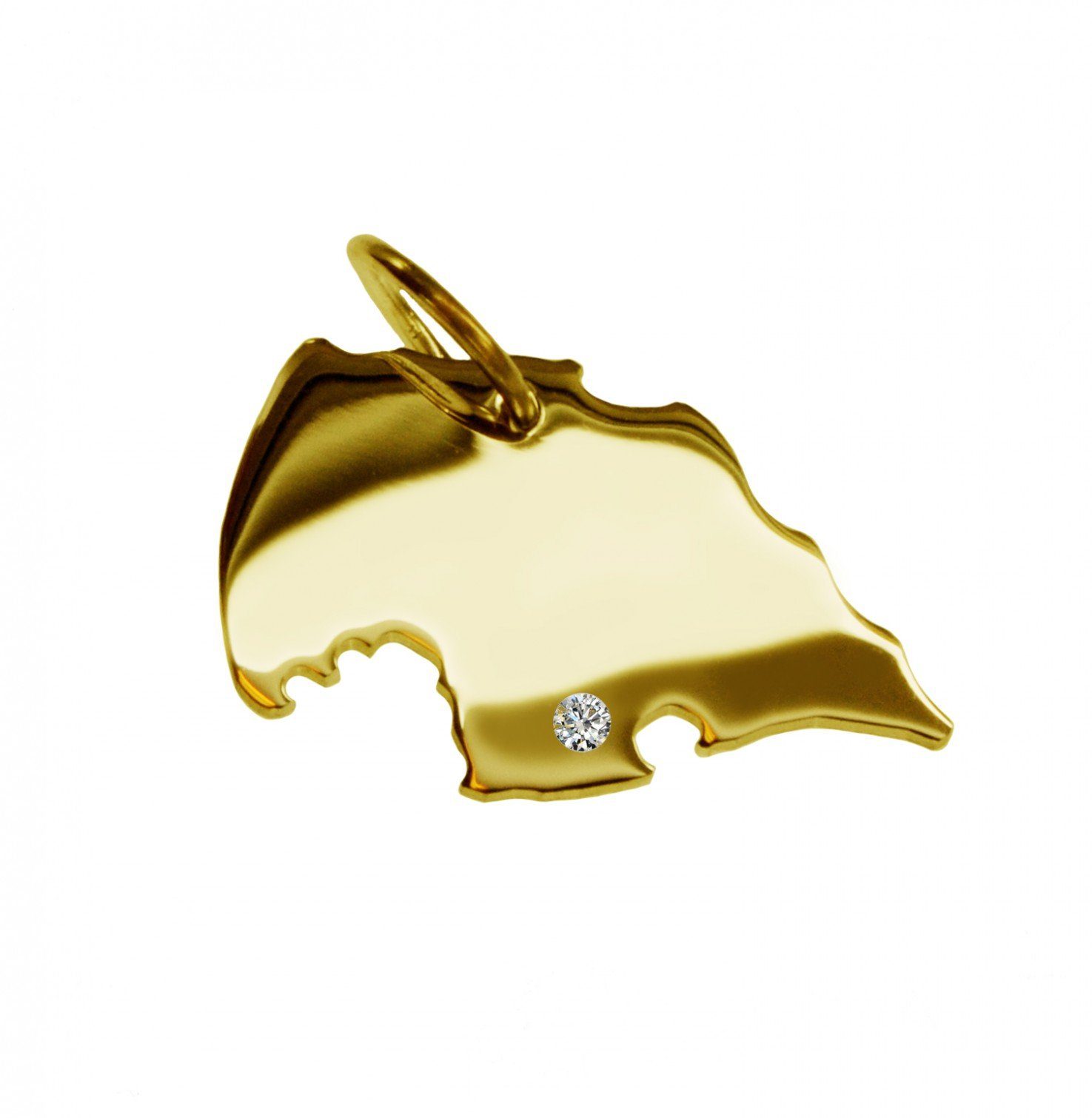 Kettenanhänger Anhänger Fehmarn mit Brillant am Wunschort 585 Gelbgold