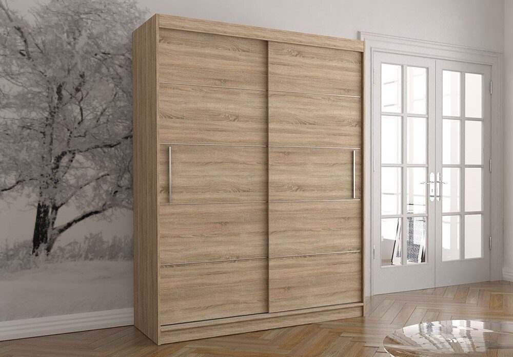 Eiche Polini eiche Home Schwebetürenschrank | 150x200 von Polini Prime Geräumig Schwebetürenschrank Eiche Home Comfort