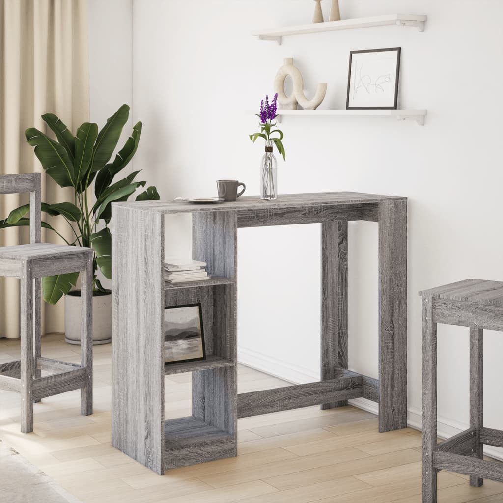 vidaXL Esstisch Bartisch mit Regal Grau günstig online kaufen