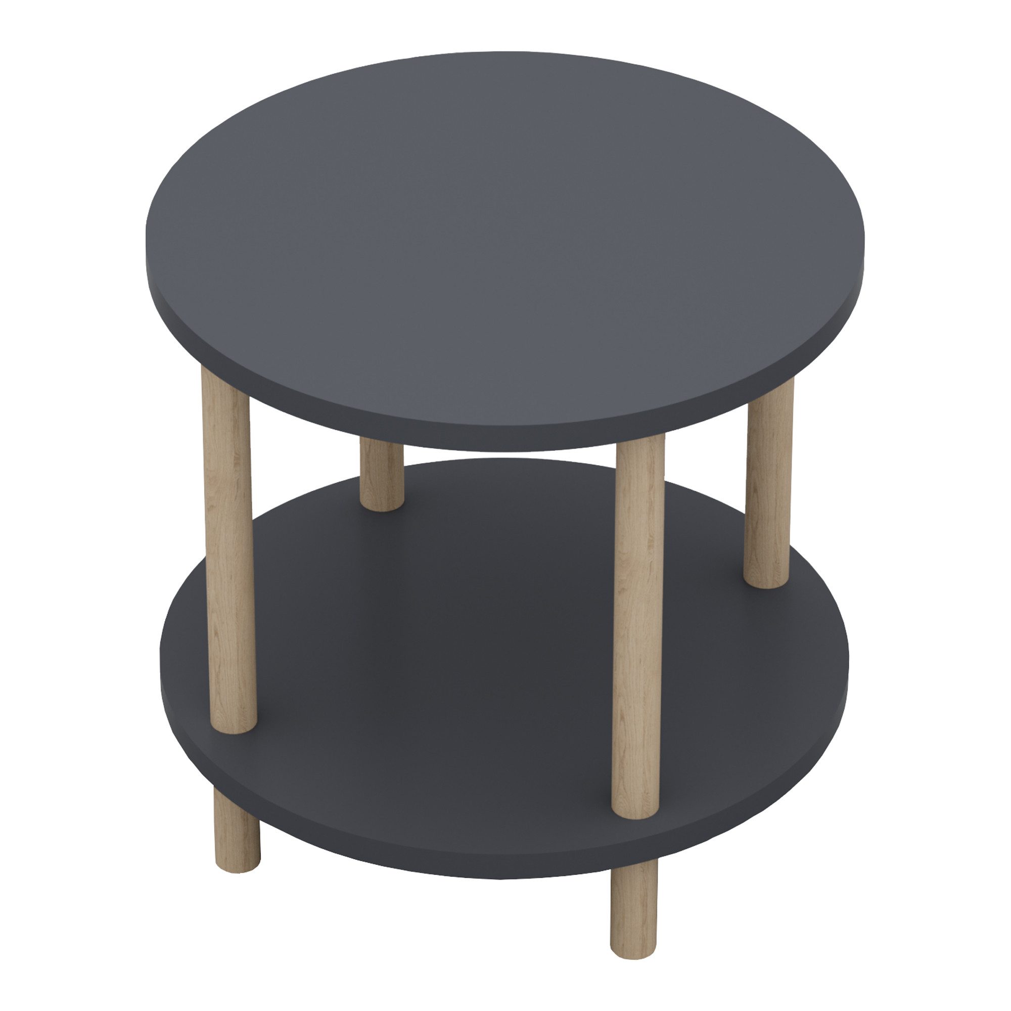 en.casa Beistelltisch, »Ves« mit unterer Ablage 49 x Ø42 cm Grau günstig online kaufen