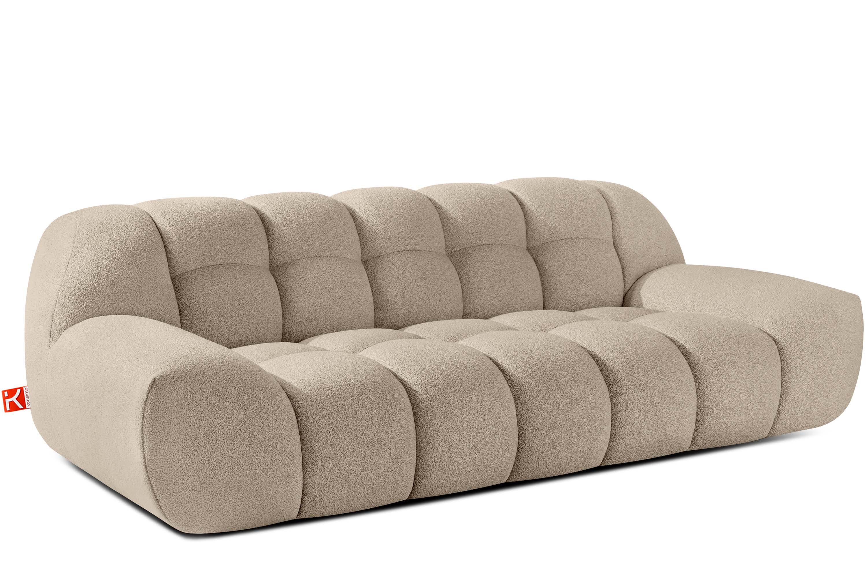KONSIMO® Sofa VENA Einzelsofa, Japandi-Stil, Premiumqualität aus EU, 225 cm x 72 cm x 105 cm, 2-Sitzer Sofa, handgefertigter Bubble-Effekt, organische Form, Bouclé